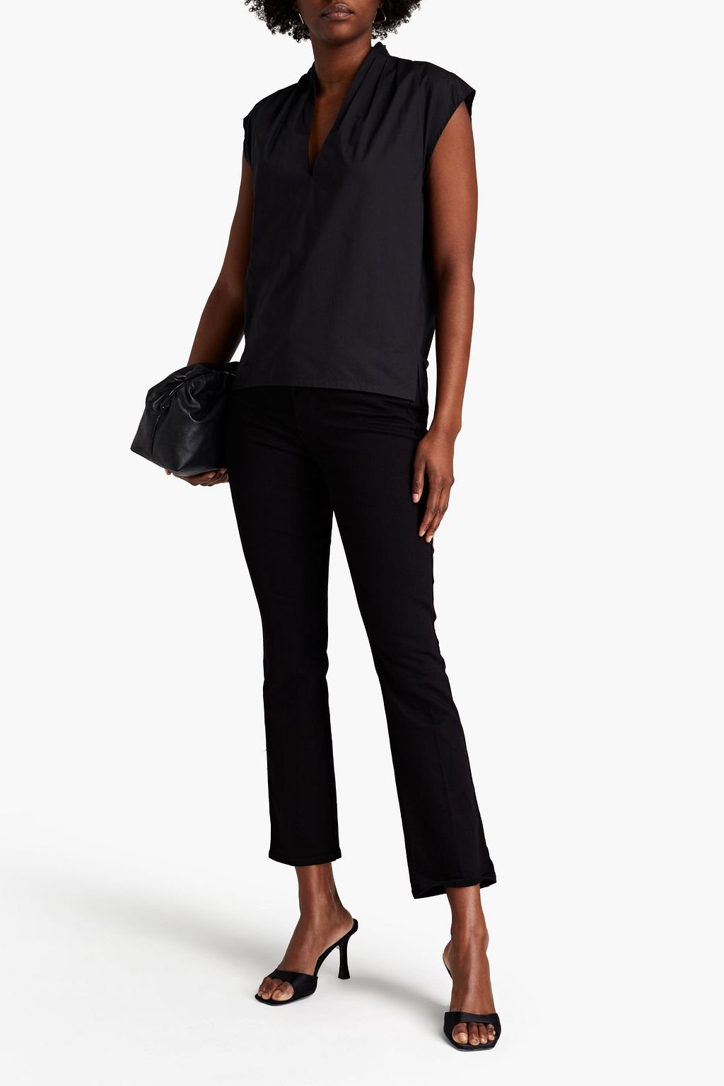 FRAME Lindsay pleated cotton-poplin top