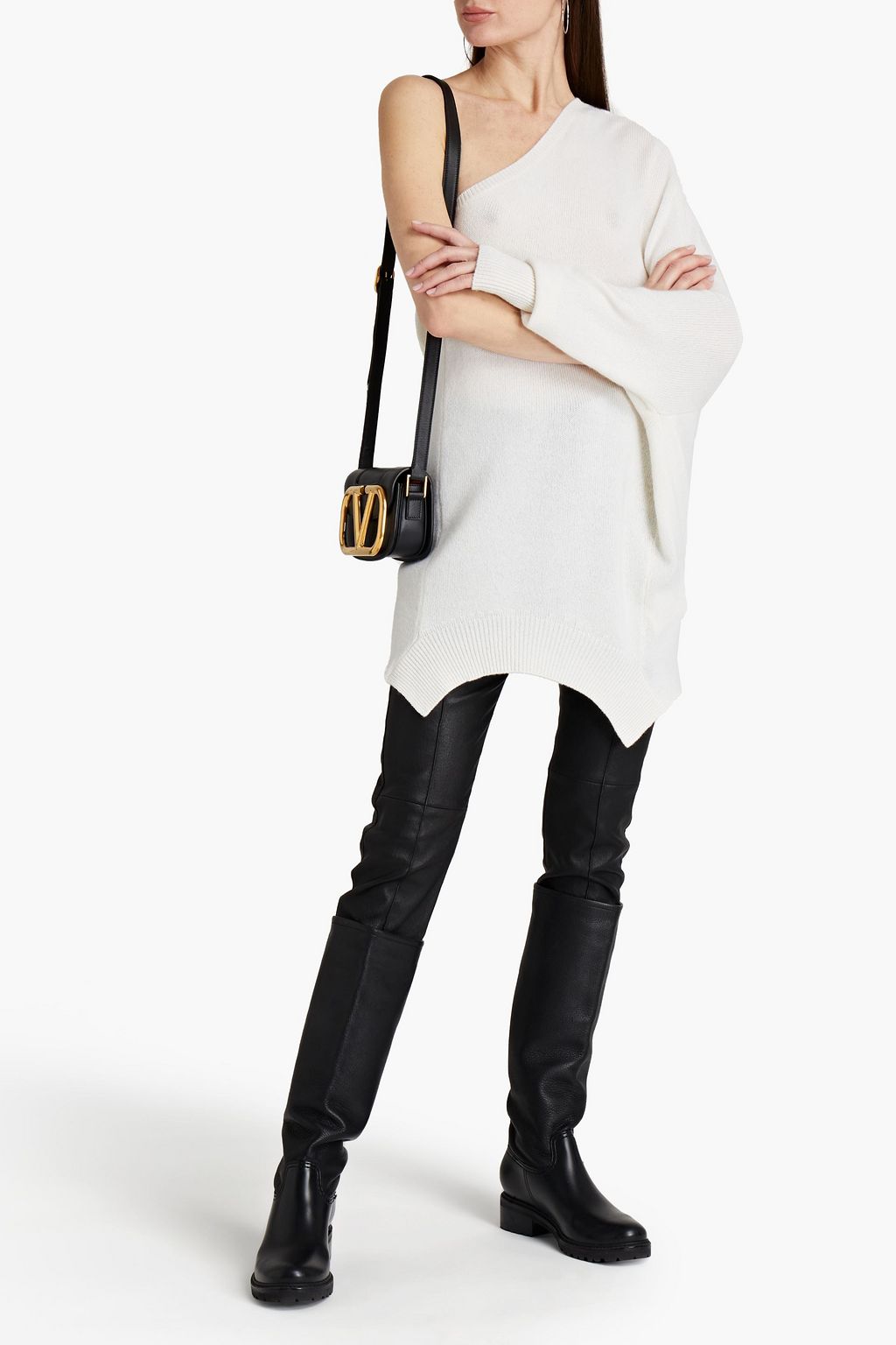 VALENTINO GARAVANI Oversized one-shoulder cashmere sweater