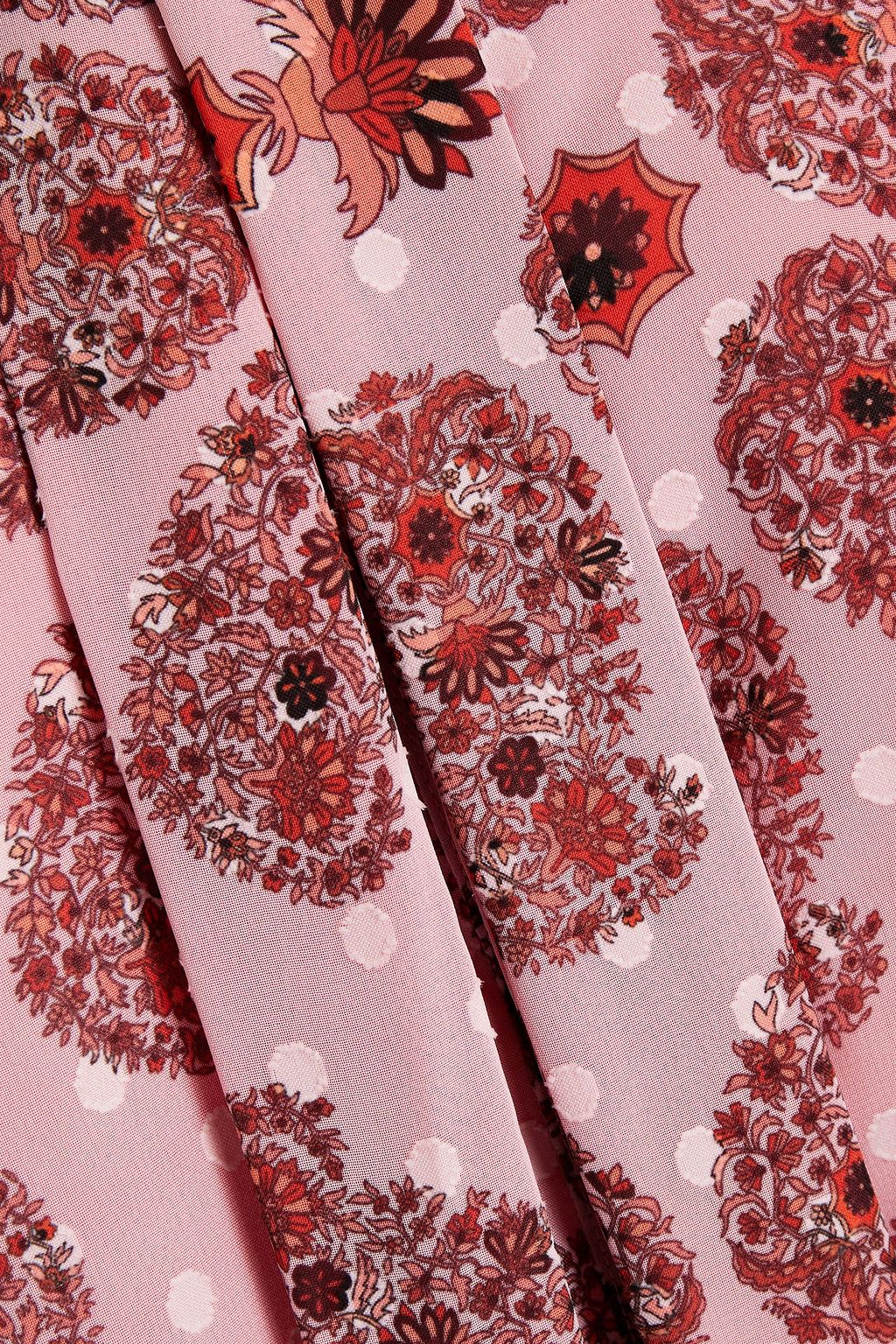 GIAMBATTISTA VALLI Pussy-bow gathered floral-print fil coupé chiffon midi dress