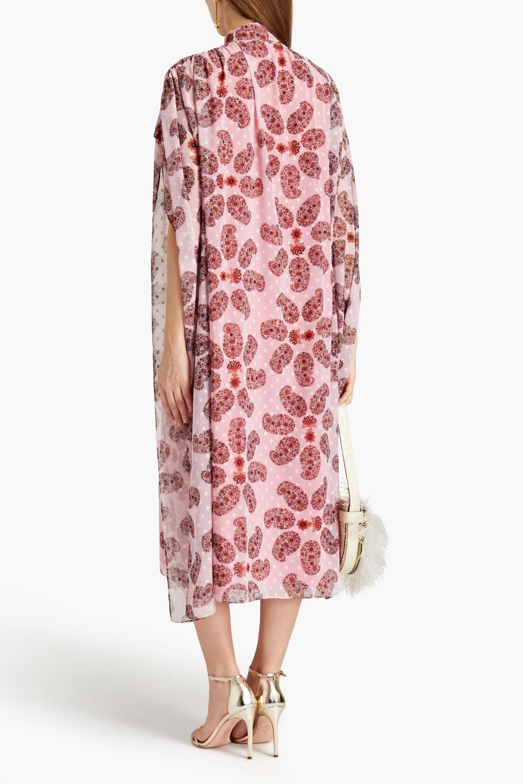 GIAMBATTISTA VALLI Pussy-bow gathered floral-print fil coupé chiffon midi dress