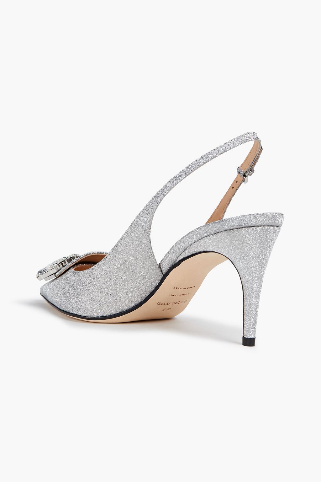 SERGIO ROSSI Crystal-embellished glittered leather pumps