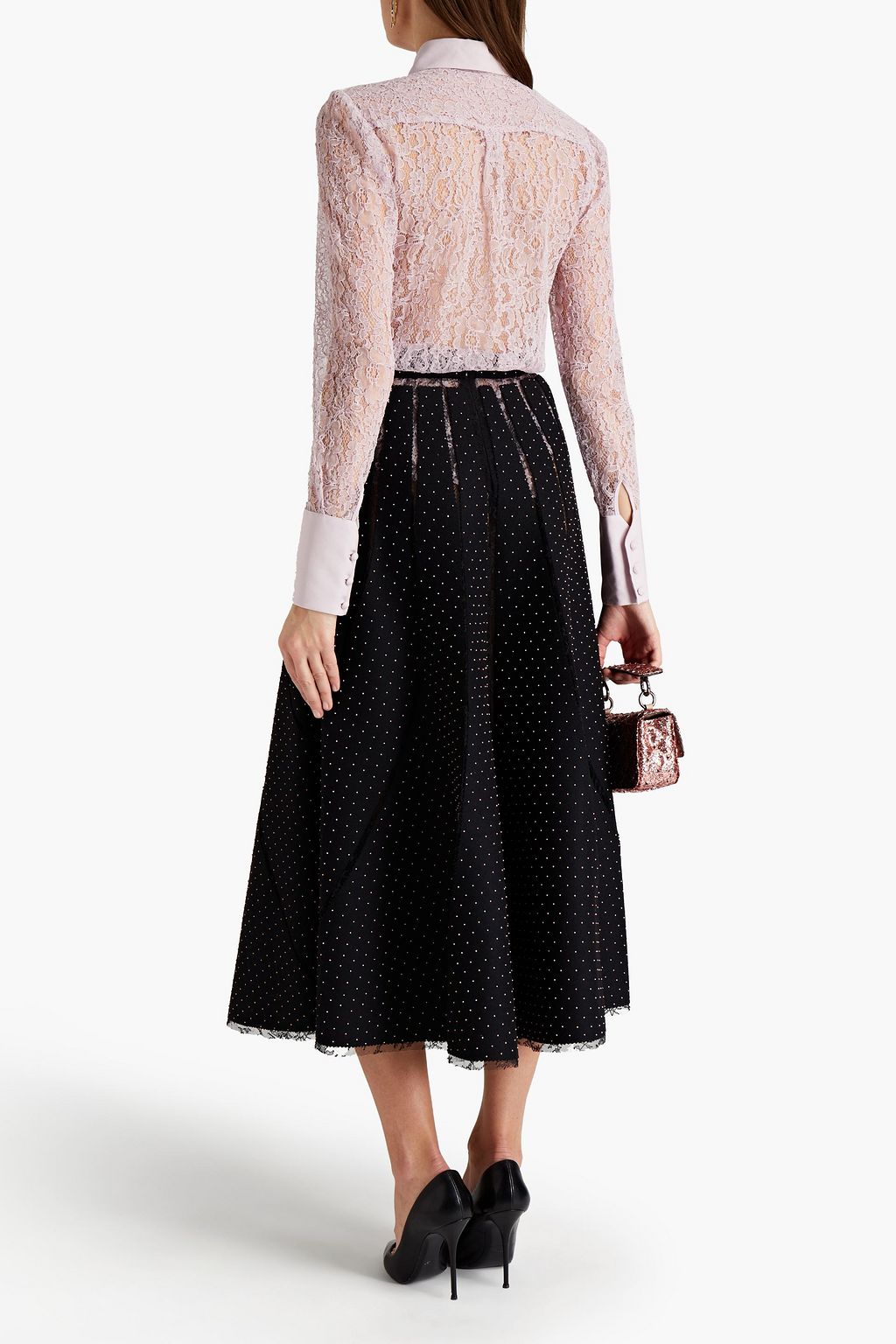 VALENTINO GARAVANI Embellished woolblend felt midi skirt THE