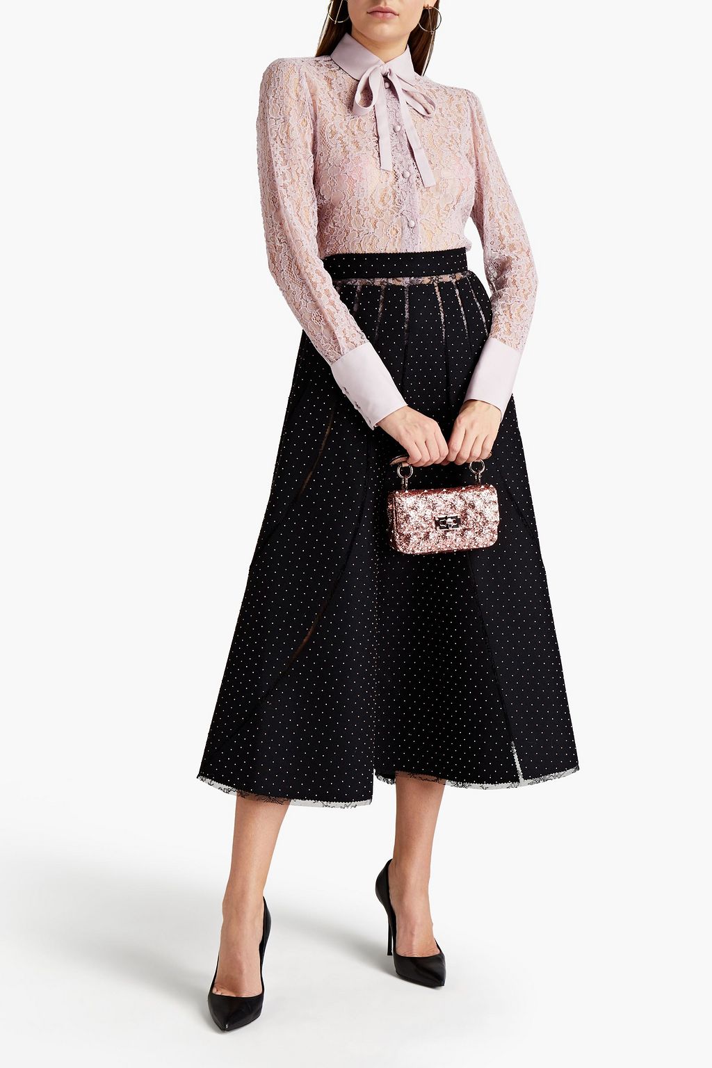 VALENTINO GARAVANI Embellished woolblend felt midi skirt THE