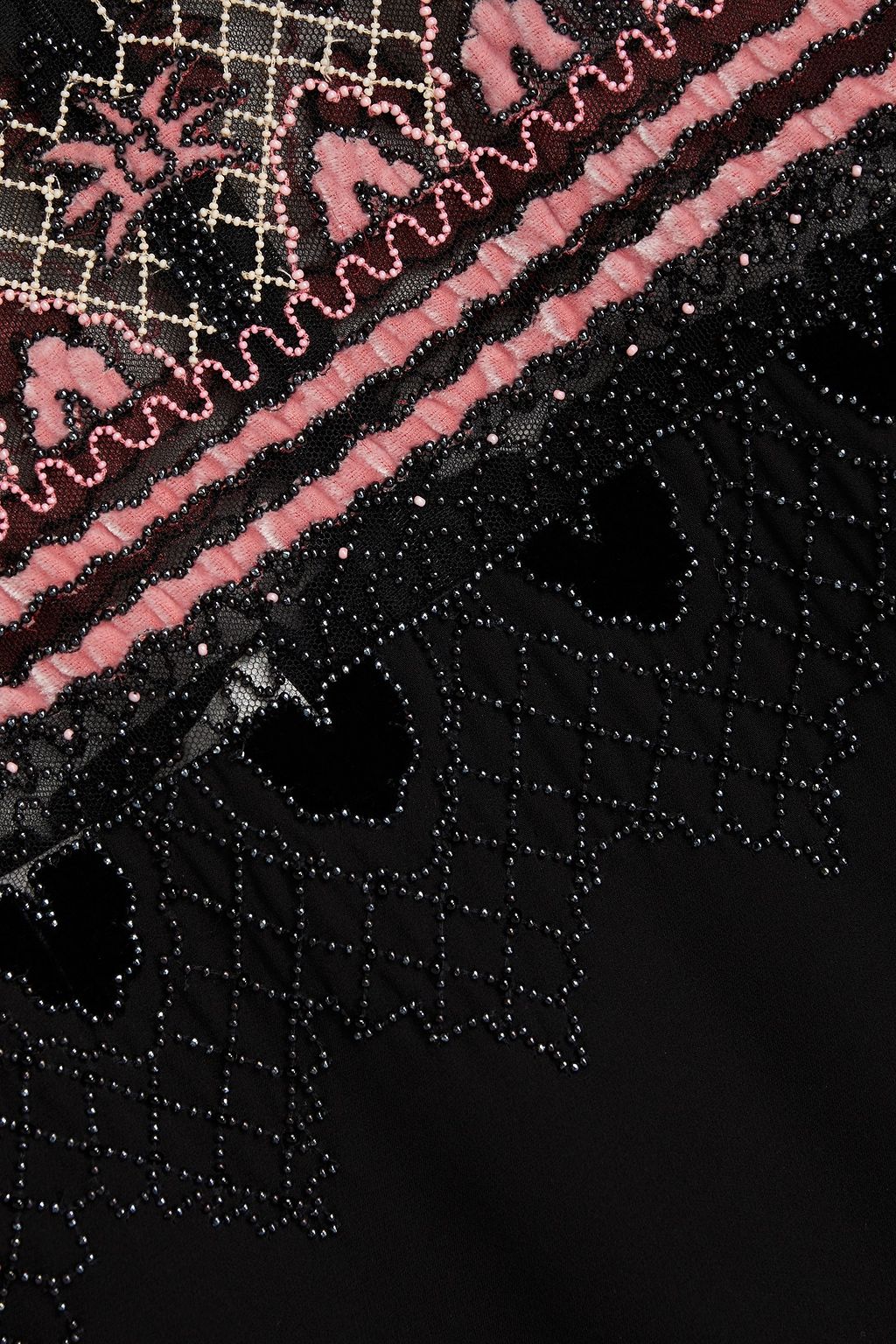 VALENTINO GARAVANI Verziertes Minikleid aus Seiden-Crêpe mit Voile-Einsätzen