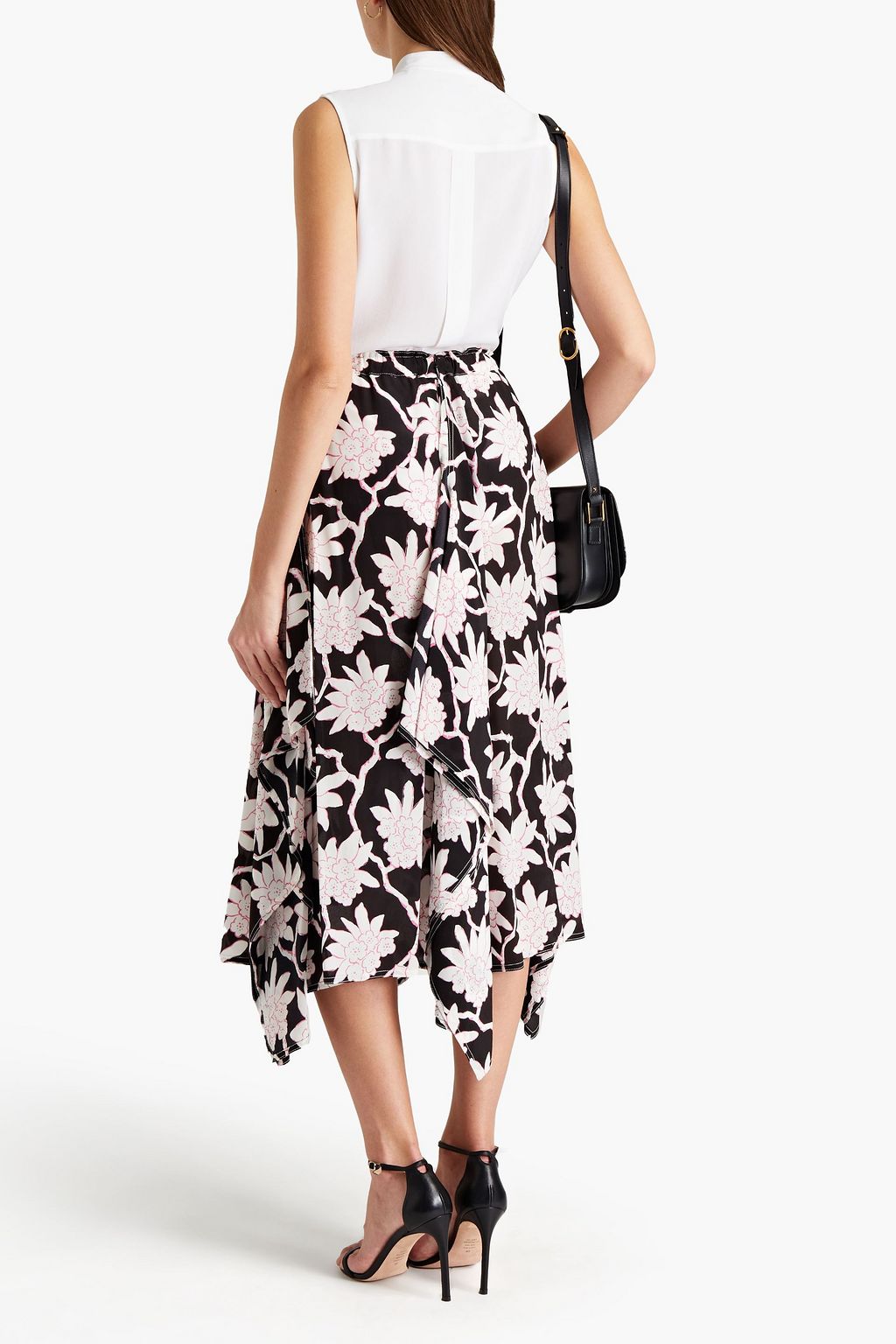 VALENTINO GARAVANI Floral-print silk crepe de chine midi skirt