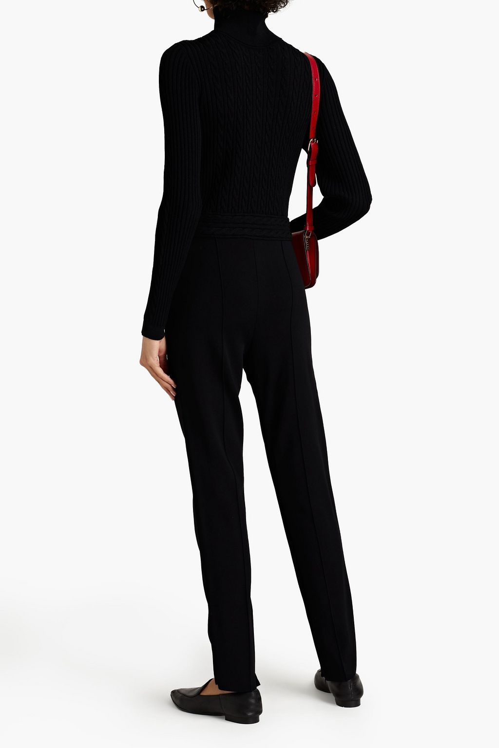 VALENTINO GARAVANI Ponte-paneled cable-knit jumpsuit