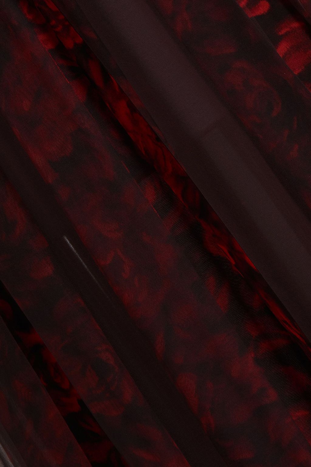 VALENTINO GARAVANI Pussy-bow cutout pleated floral-print silk-voile gown