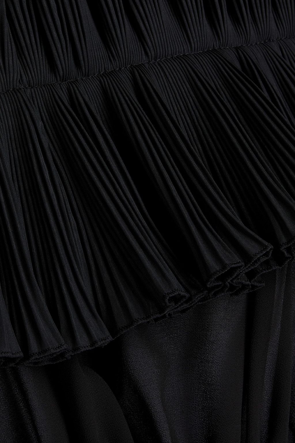GIAMBA Off-the-shoulder plissé-georgette and poplin top