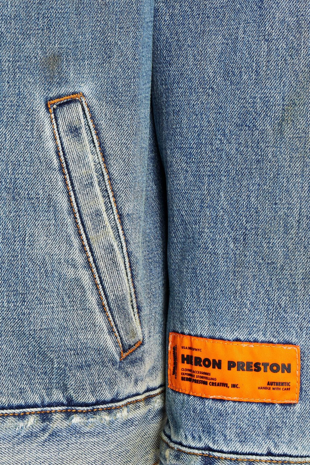 HERON PRESTON Distressed printed denim jacket