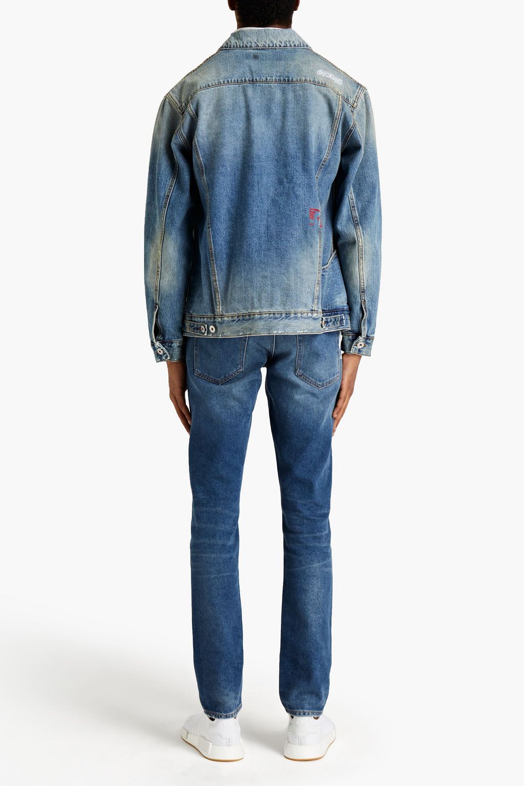 HERON PRESTON Distressed printed denim jacket