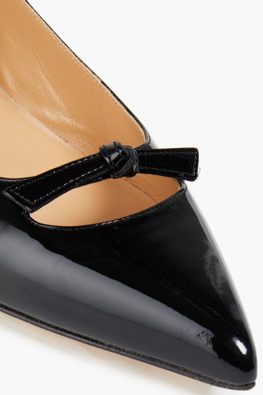SERGIO ROSSI Knotted patent-leather point-toe flats
