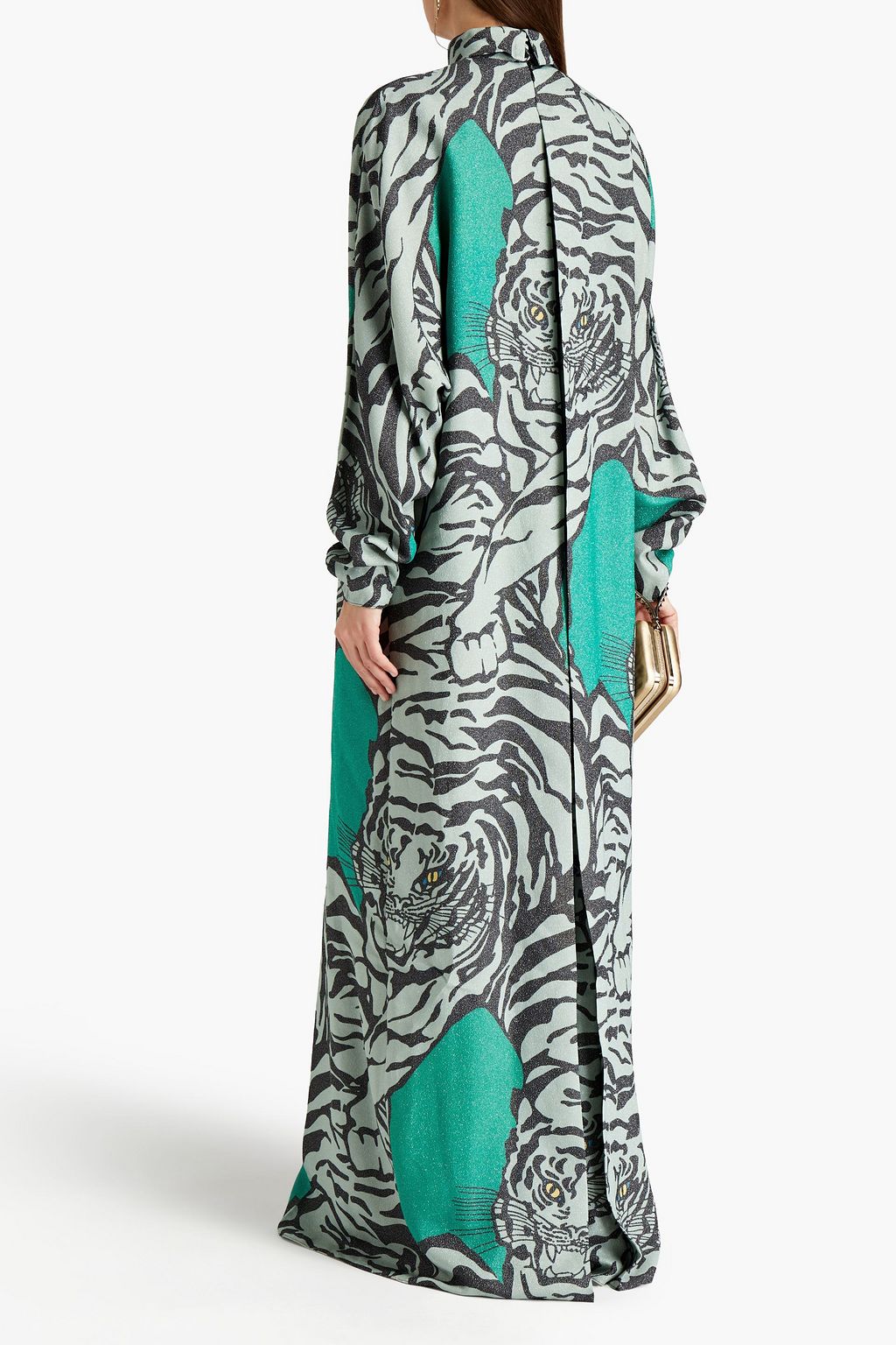 VALENTINO GARAVANI Printed metallic crepe jumpsuit