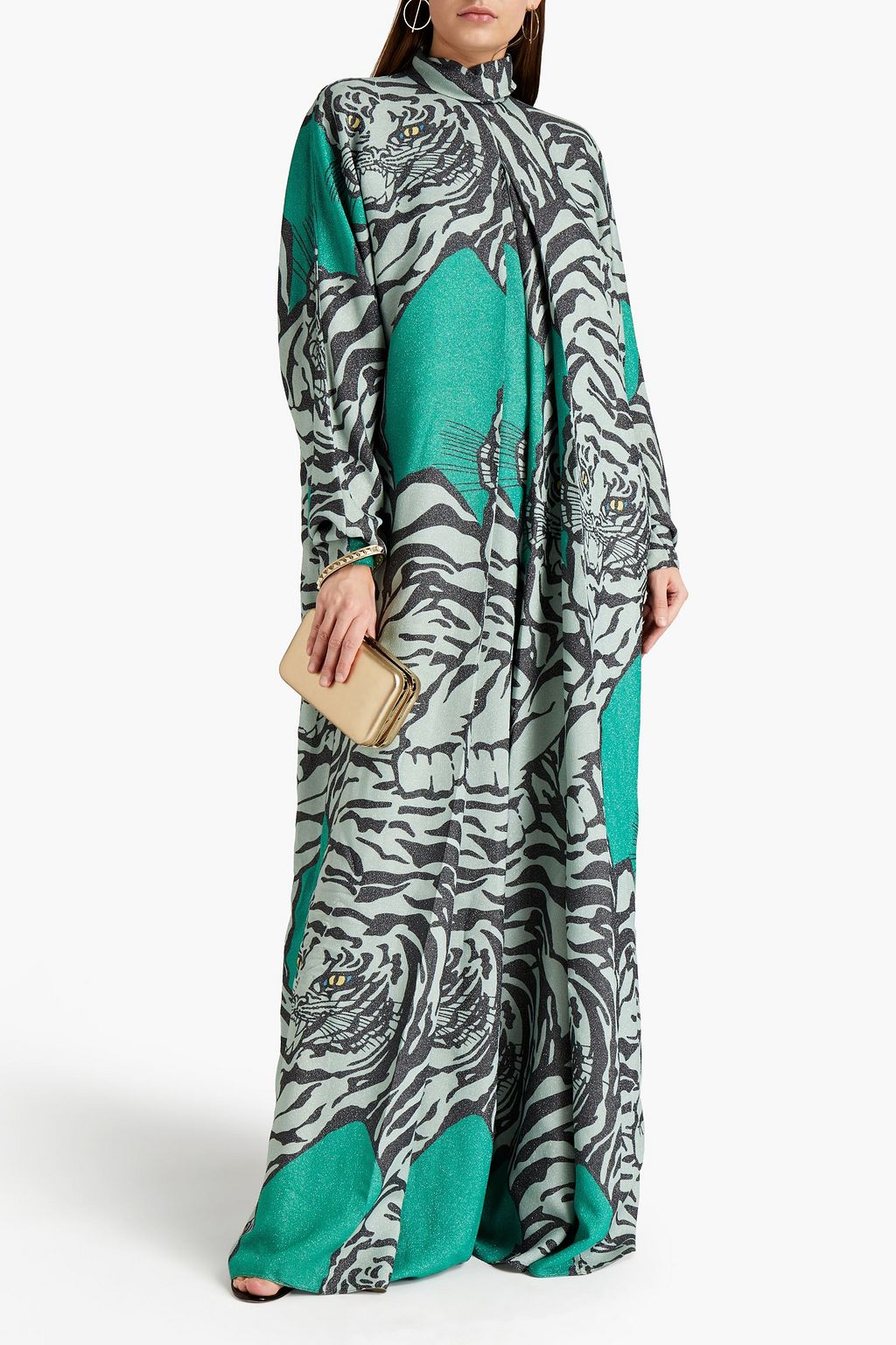 VALENTINO GARAVANI Printed metallic crepe jumpsuit