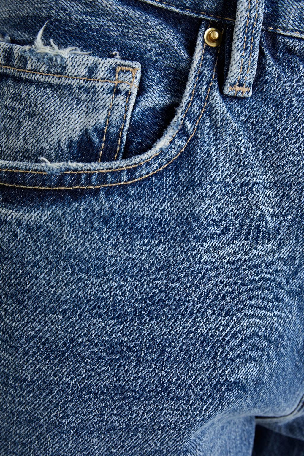 FRAME Le Original cropped distressed high-rise straight-leg jeans