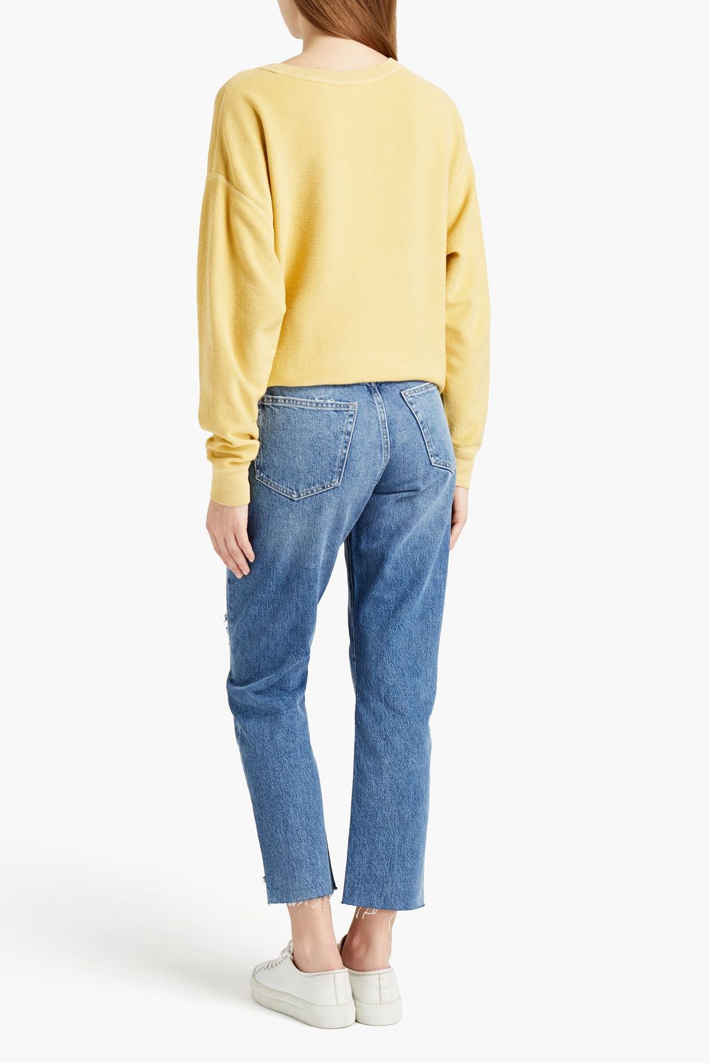 FRAME Le Original cropped distressed high-rise straight-leg jeans