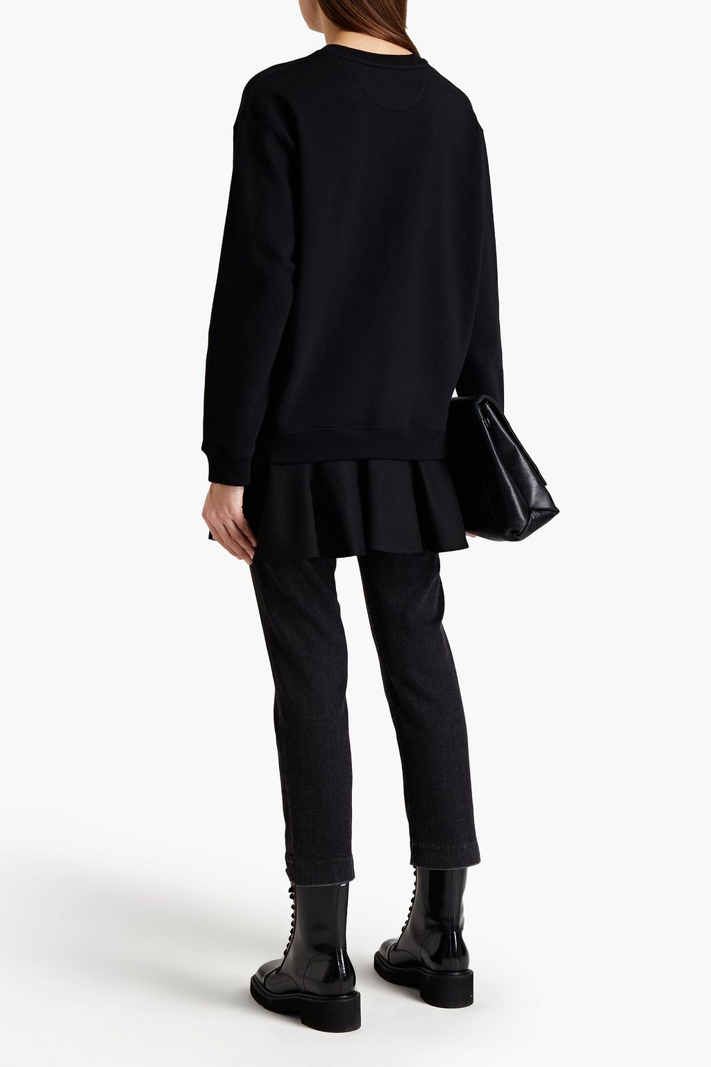 VALENTINO GARAVANI Paneled French cotton-blend terry and drill sweatshirt