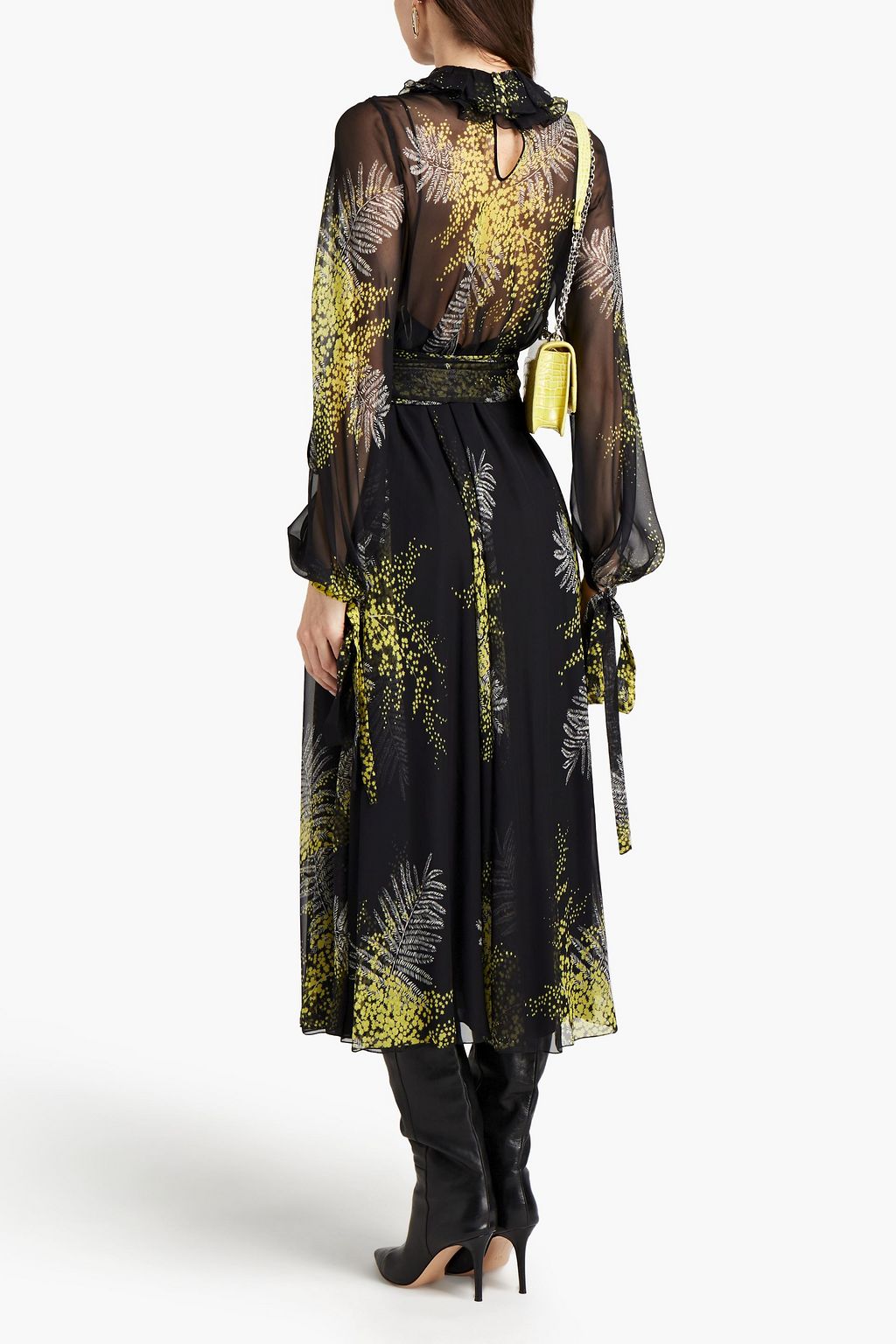 VALENTINO GARAVANI Belted floral-print silk-voile midi dress