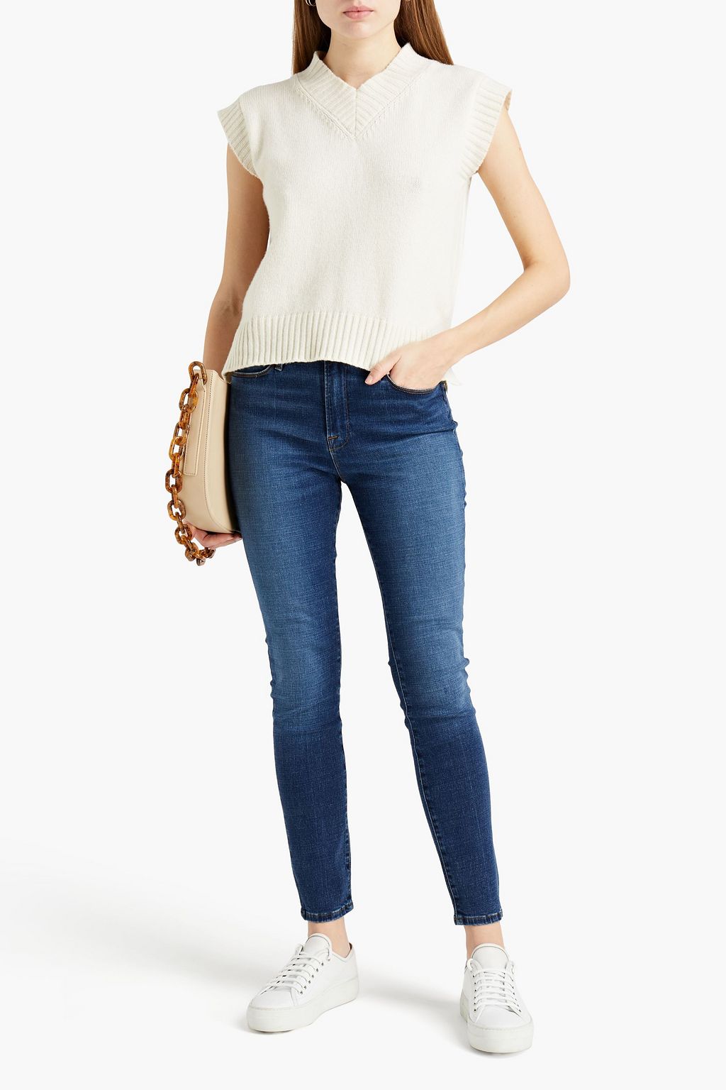 FRAME Le High Skinny faded high-rise skinny jeans