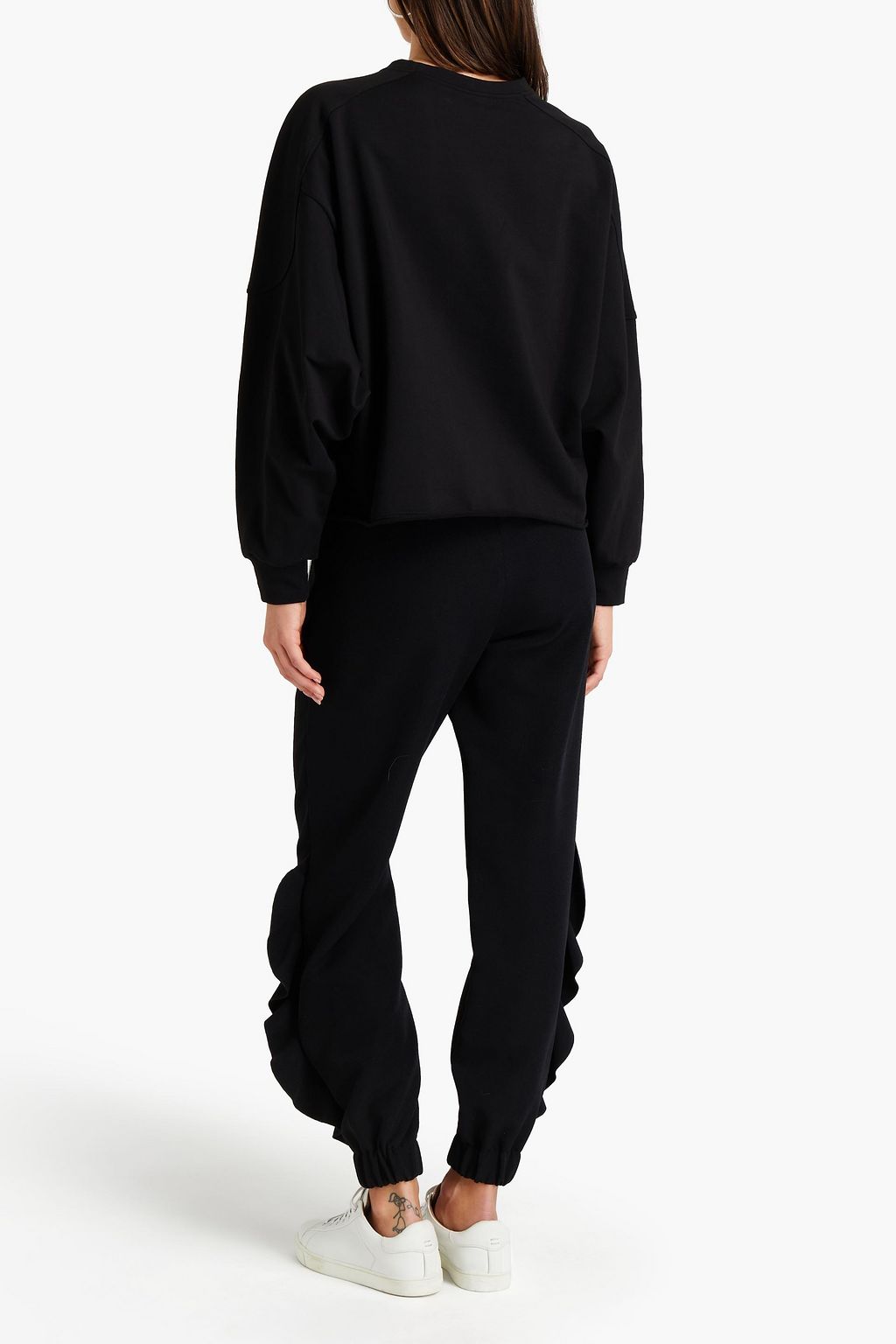 GIAMBA Embellished printed cotton-blend fleece sweatshirt