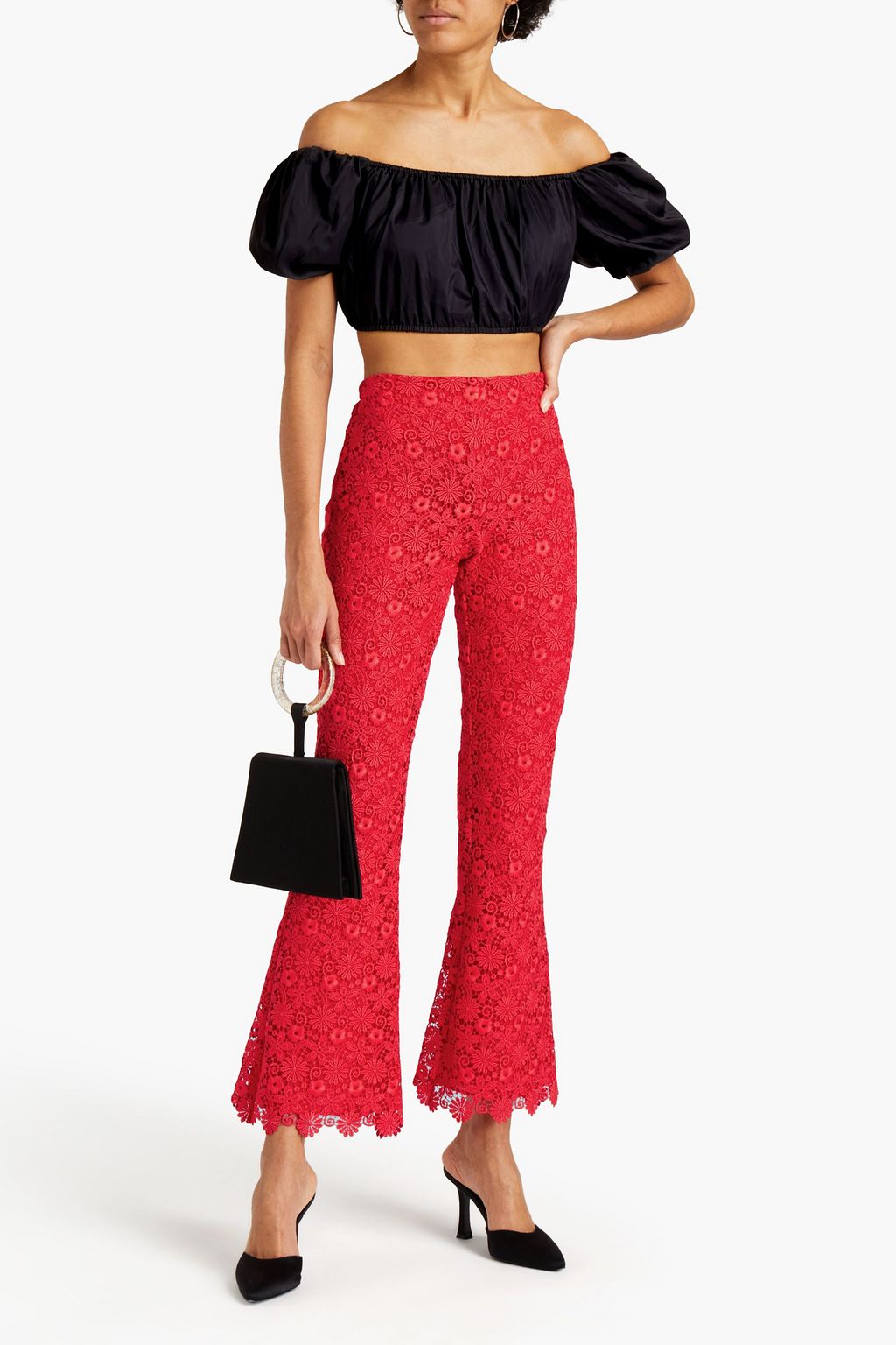 GIAMBA Macramé lace flared pants