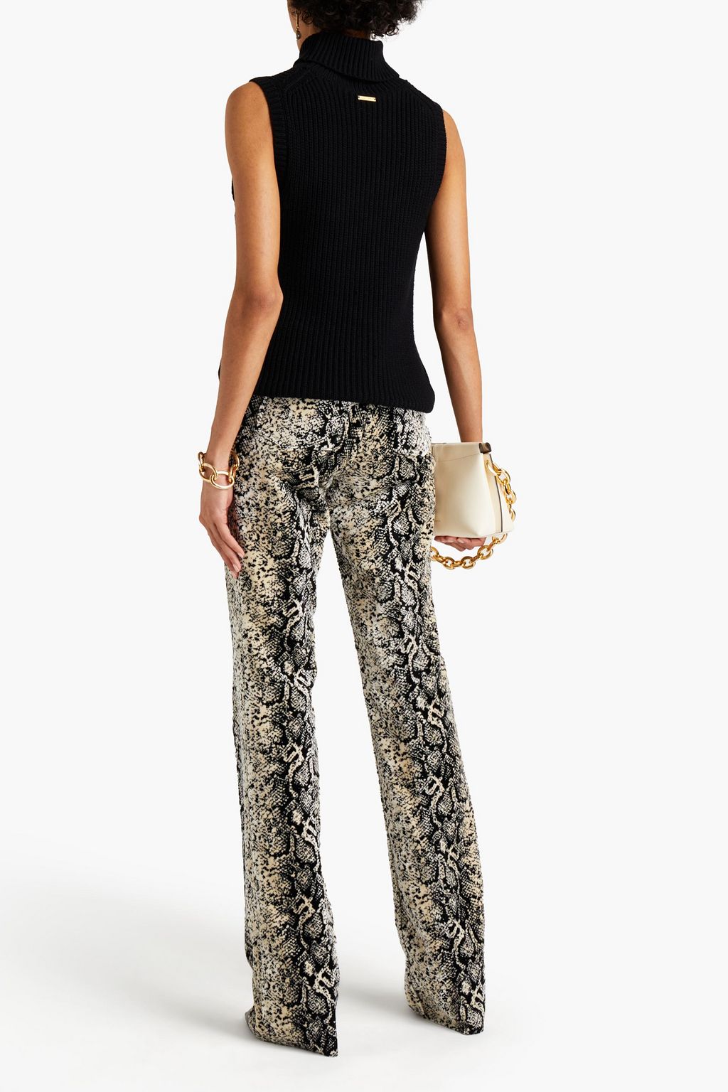 GIAMBATTISTA VALLI Snake-print velvet bootcut pants