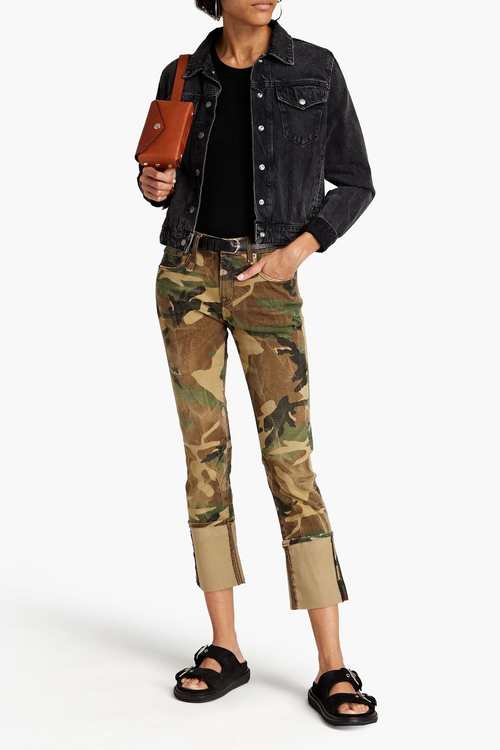 R13 Kate cropped printed mid-rise skinny jeans
