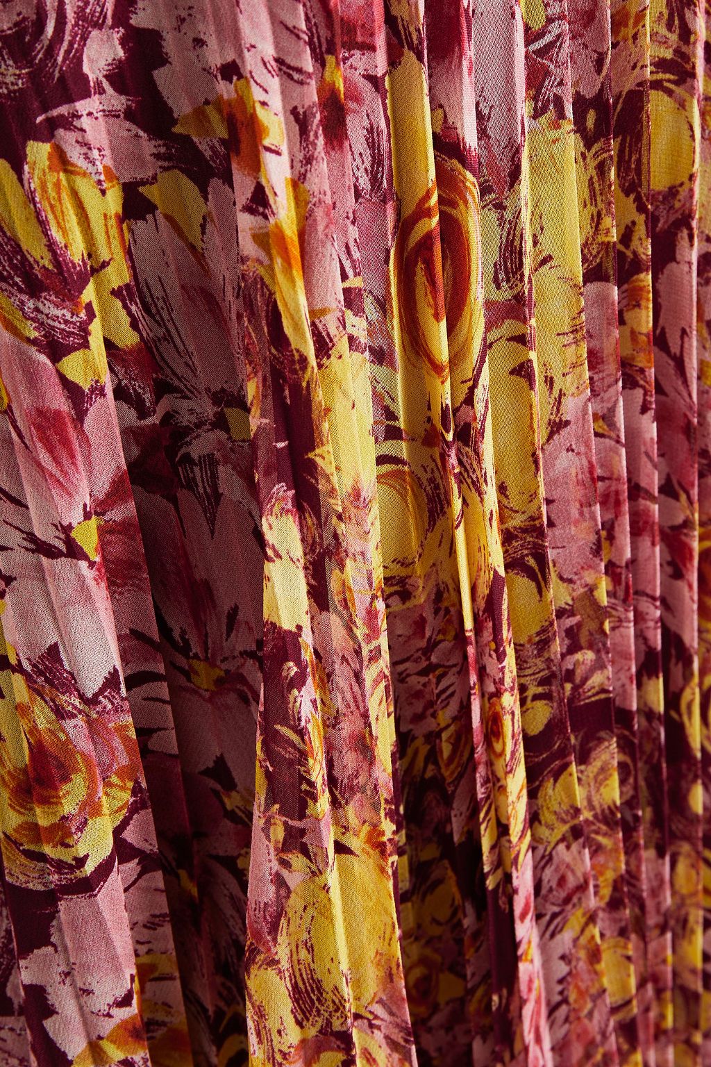 GIAMBATTISTA VALLI Ruffled pleated floral-print silk crepe de chine maxi dress
