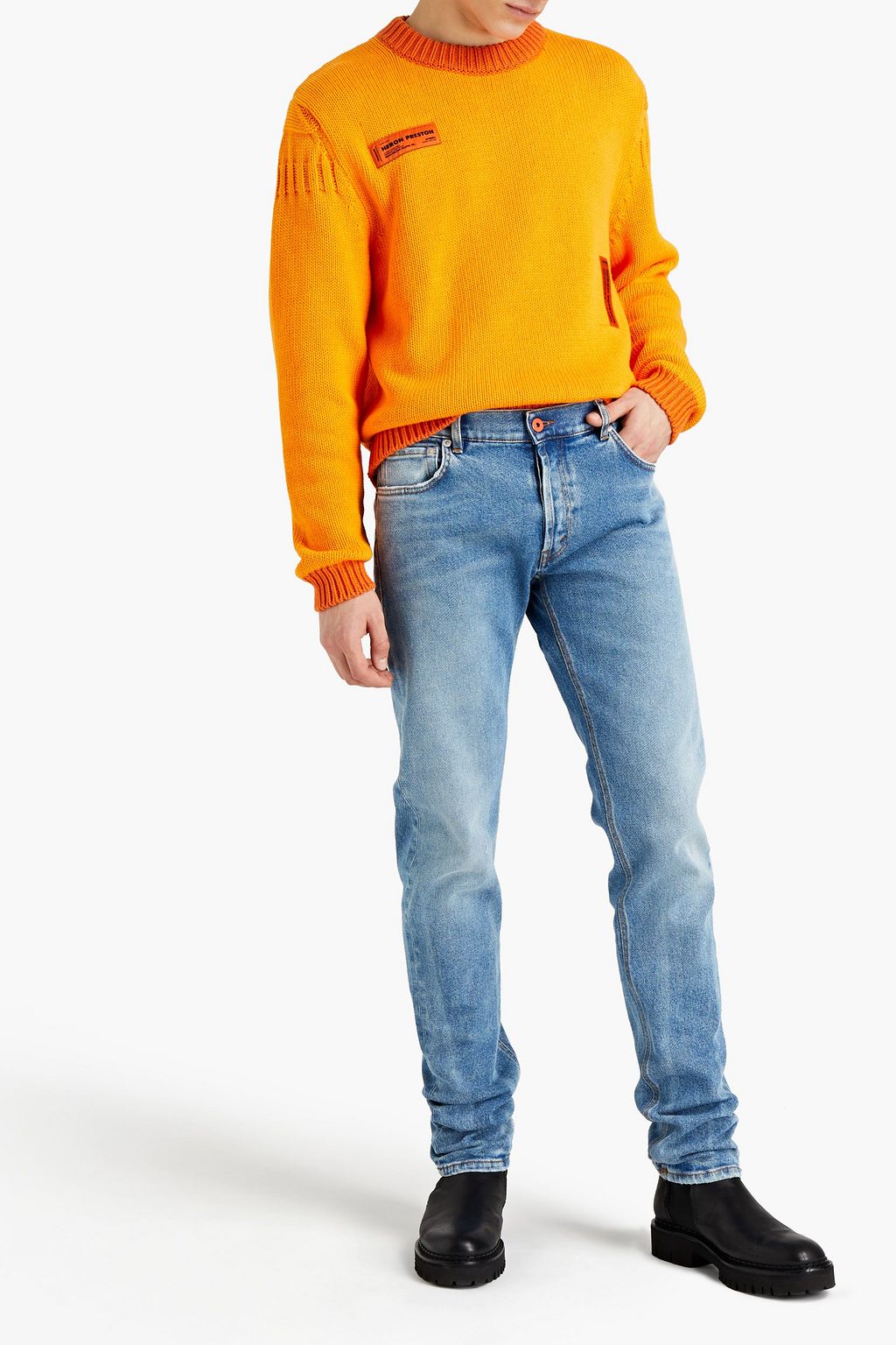 HERON PRESTON Appliquéd cotton sweater