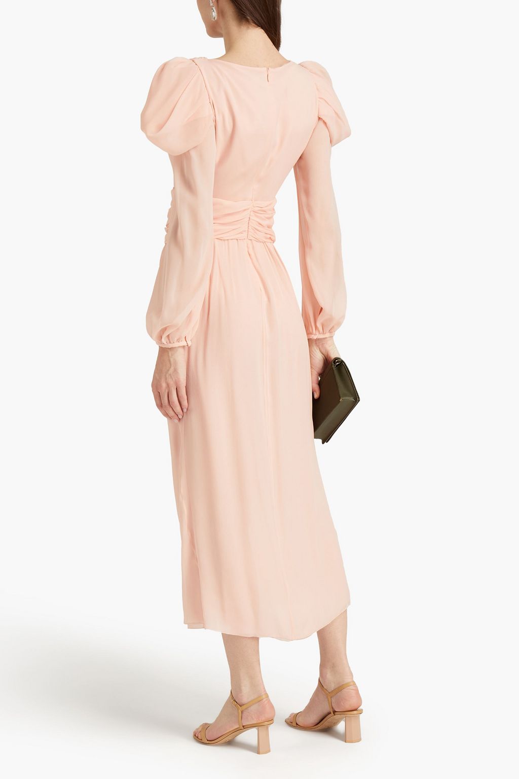 GIAMBATTISTA VALLI Draped gathered silk-georgette midi dress