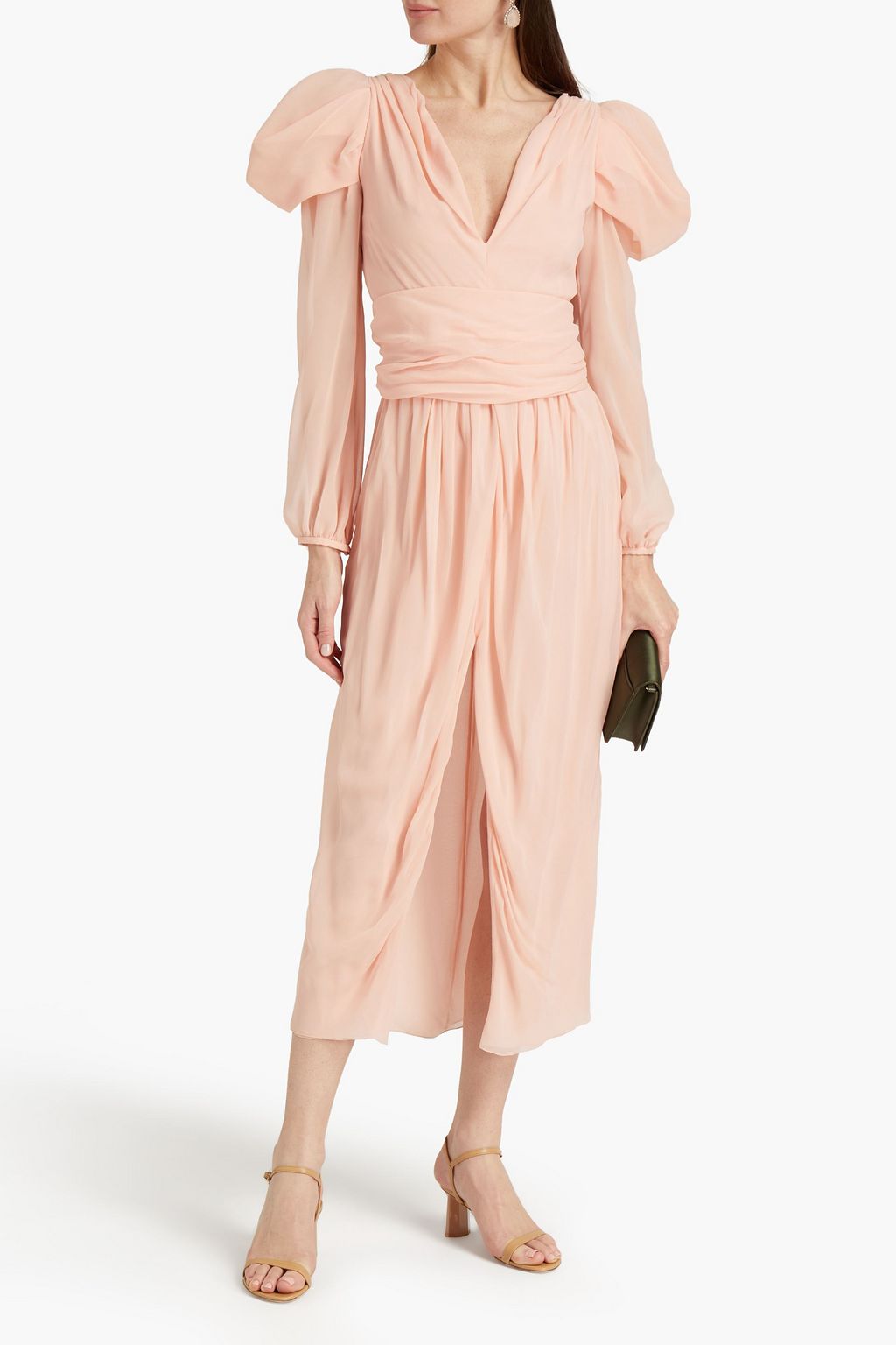 GIAMBATTISTA VALLI Draped gathered silk-georgette midi dress