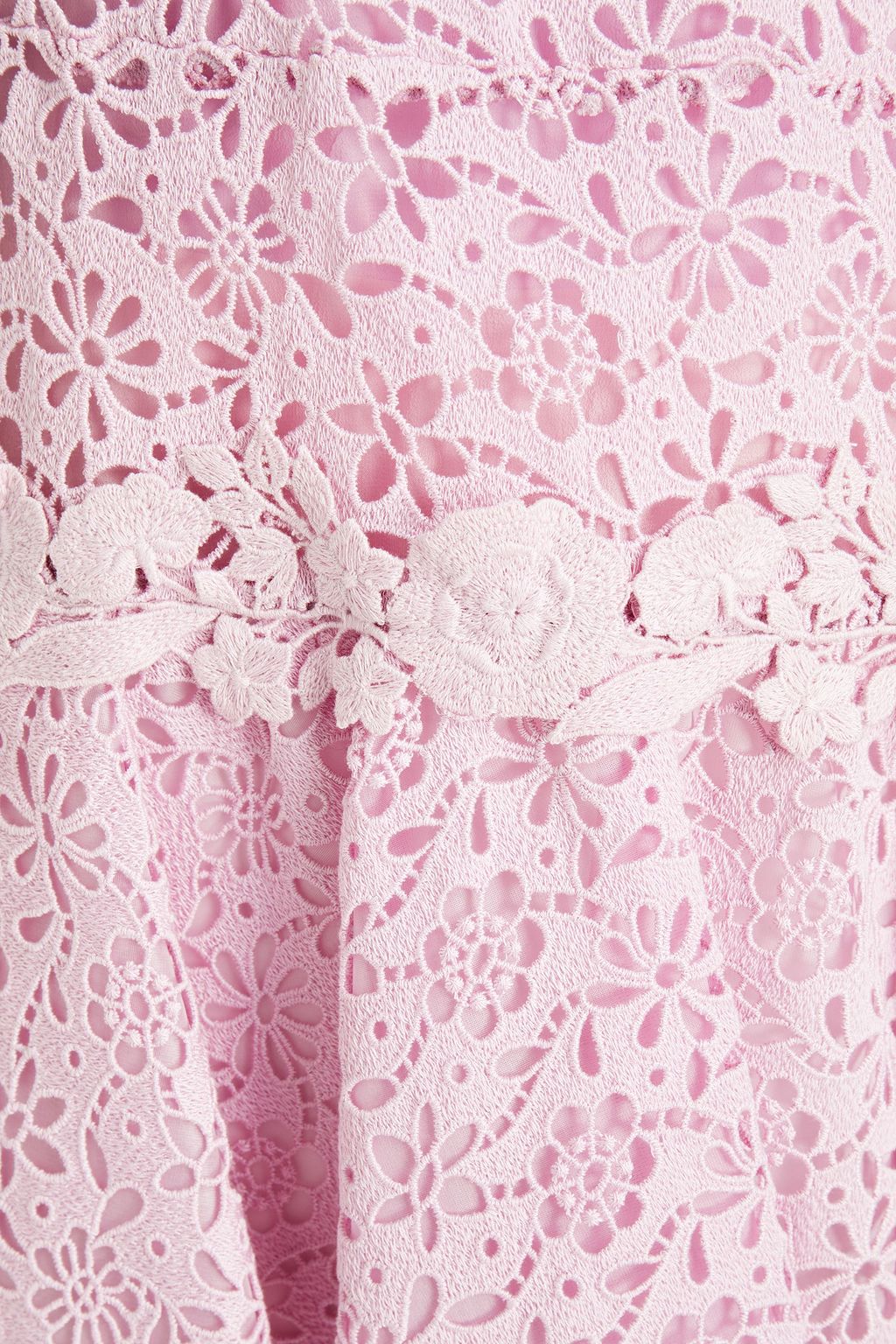 GIAMBATTISTA VALLI Fluted cotton-blend guipure lace mini skirt