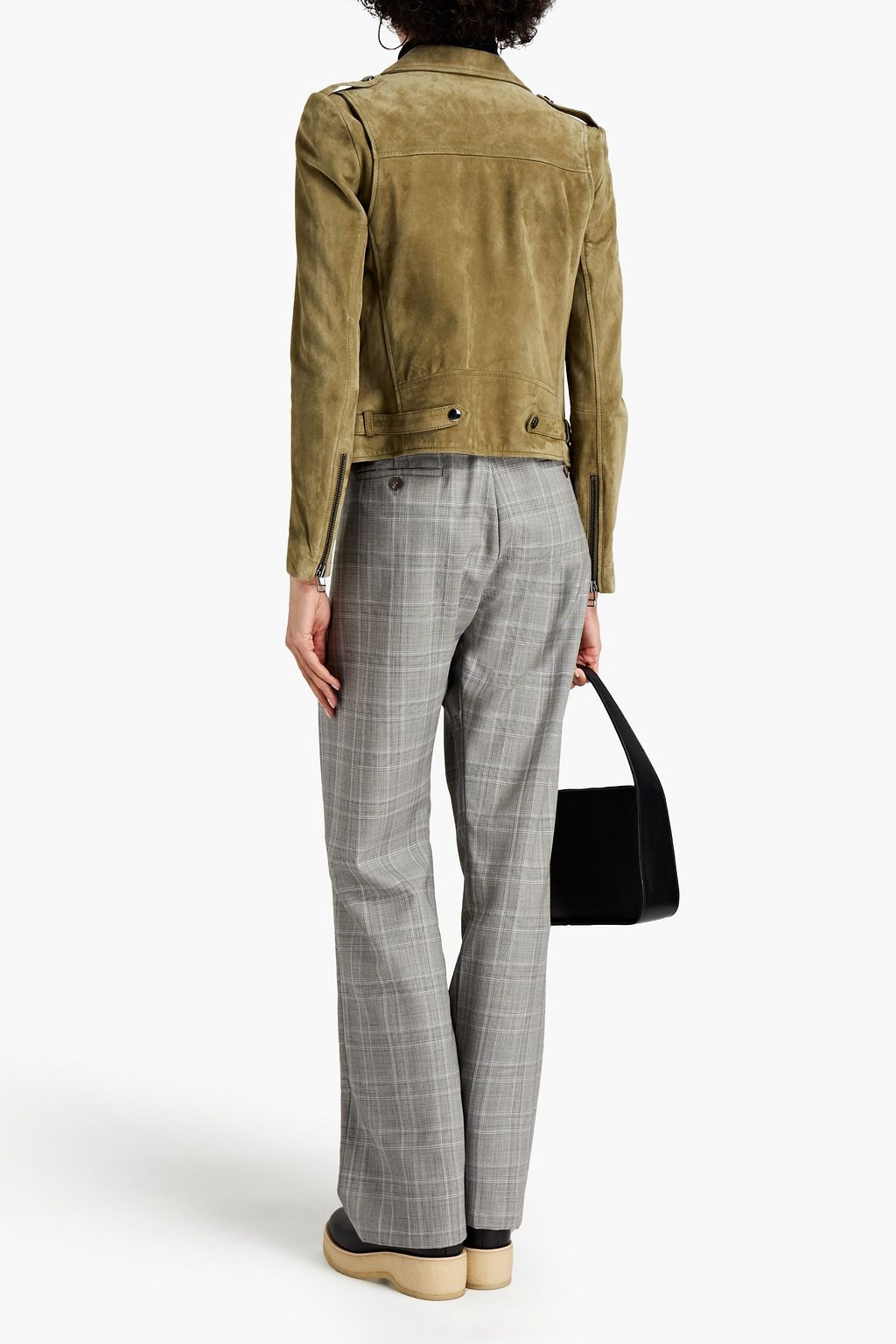 R13 Prince of Wales checked wool-blend jacquard straight-leg pants