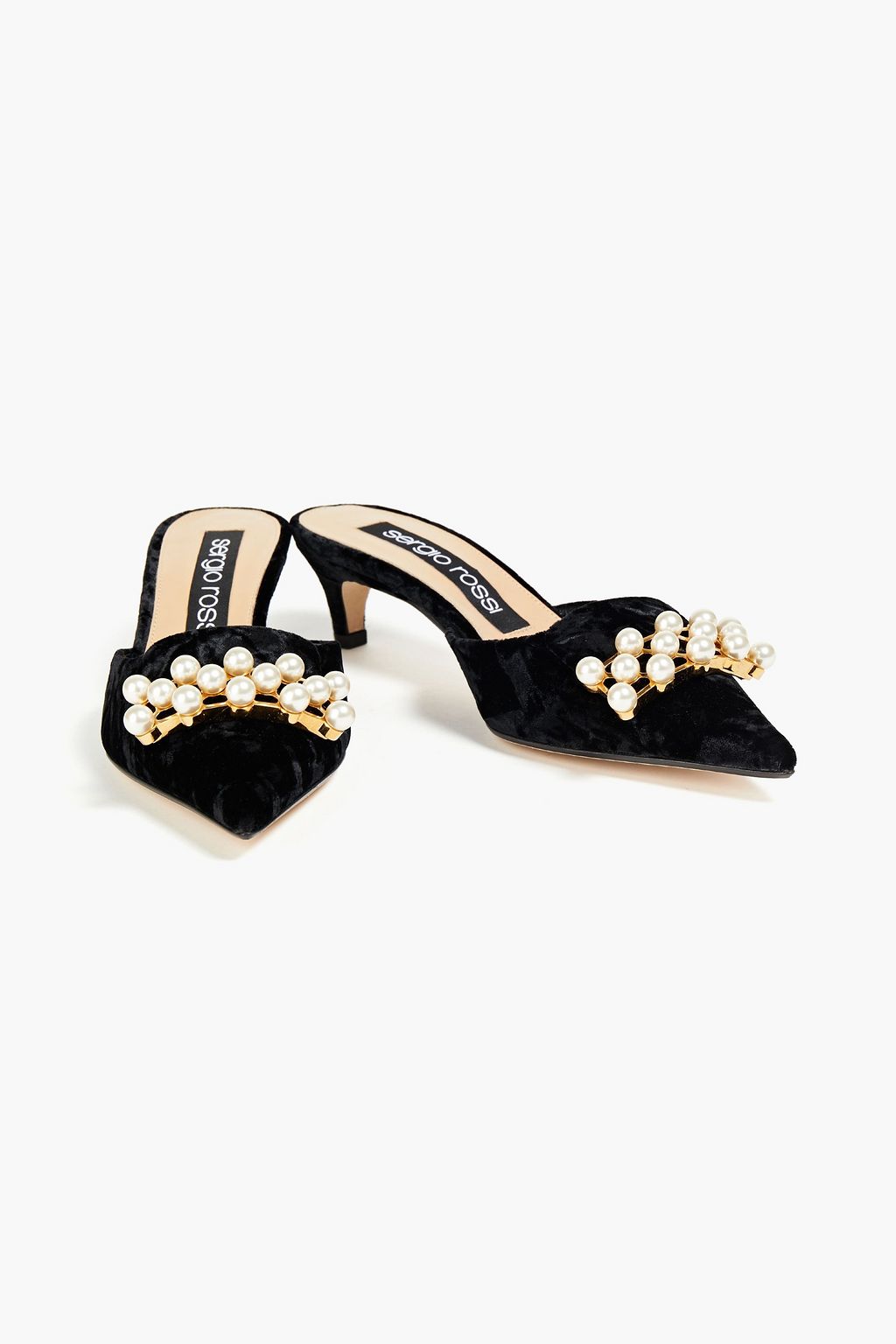 SERGIO ROSSI Embellished chenille mules