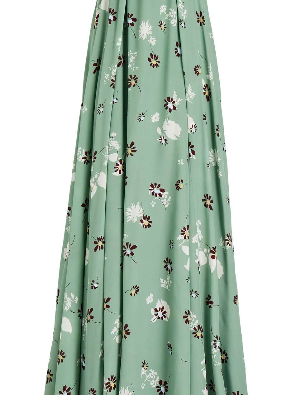 strapless bow-detailed floral-print silk crepe de chine gown