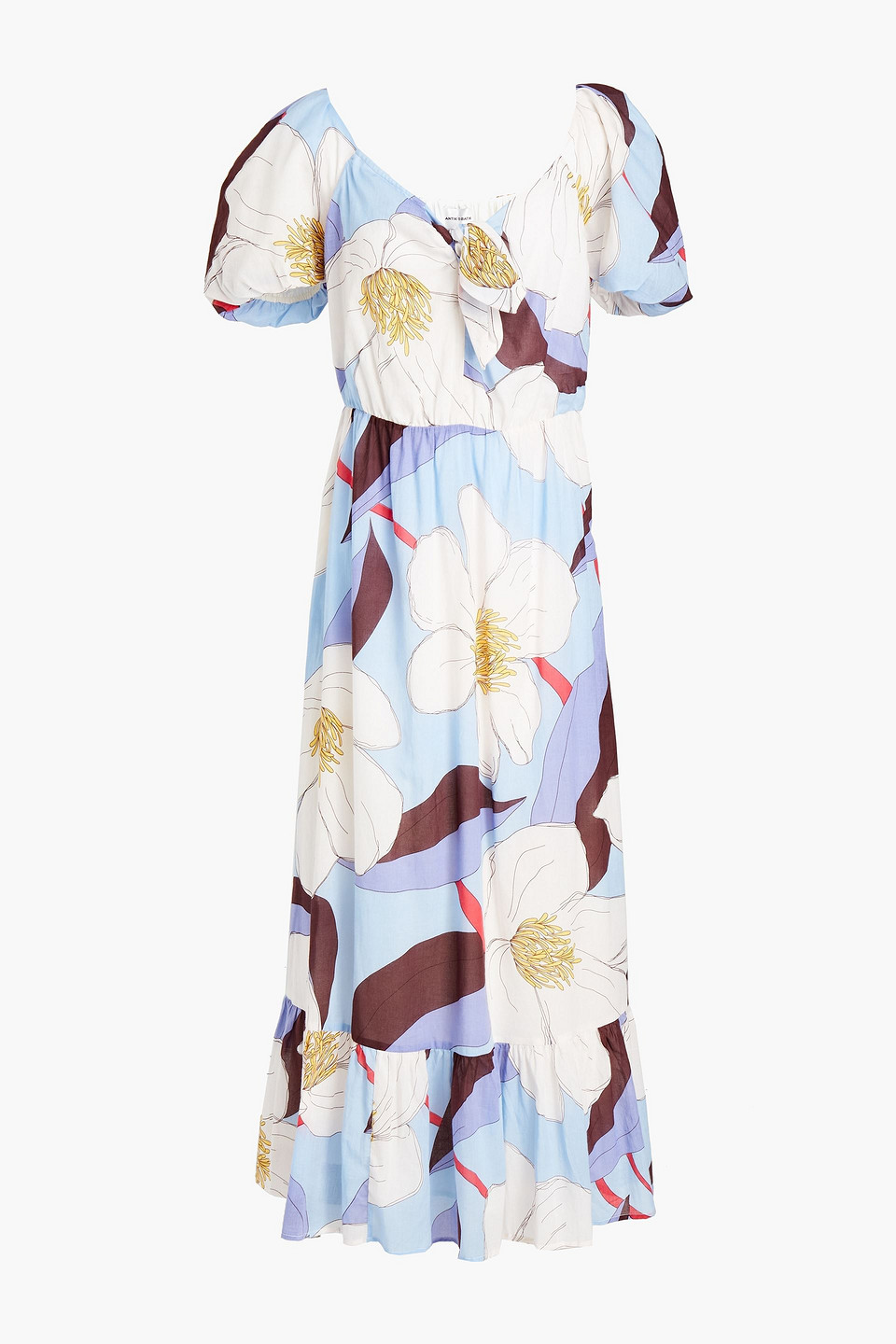 Antik Batik Miami knotted floral-print cotton-voile maxi dress
