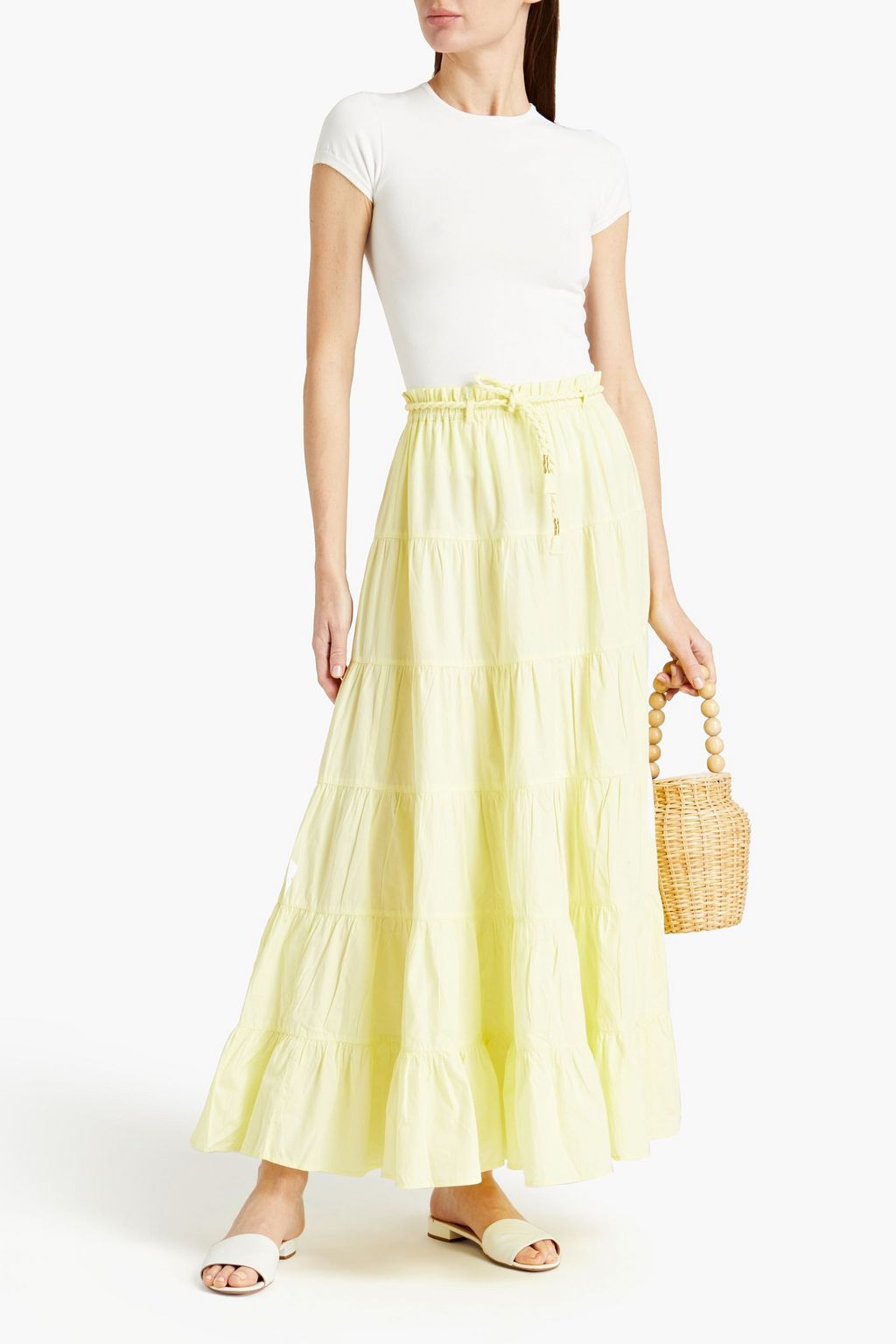 ANTIK BATIK Kala belted tiered cotton maxi skirt