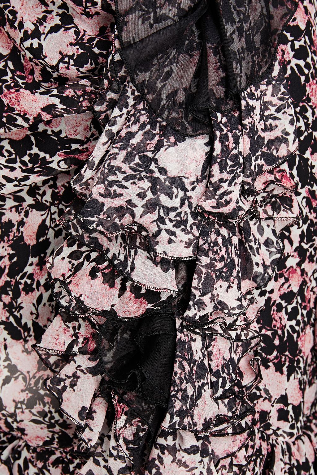 GIAMBATTISTA VALLI Cutout fringed floral-print silk-chiffon mini dress