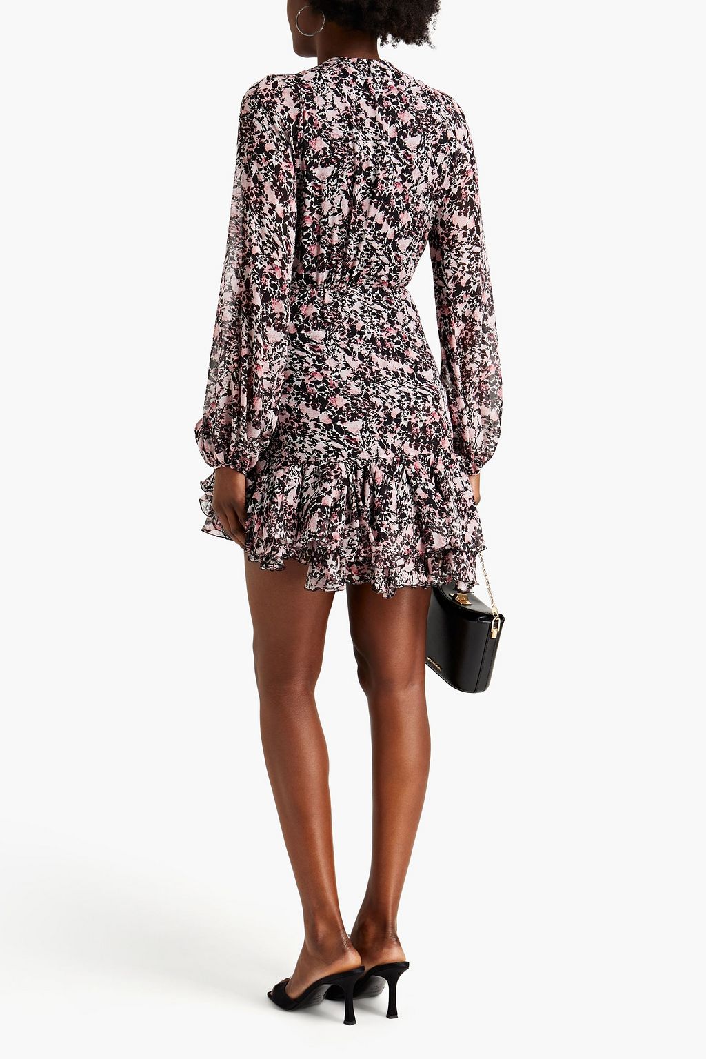 GIAMBATTISTA VALLI Cutout fringed floral-print silk-chiffon mini dress