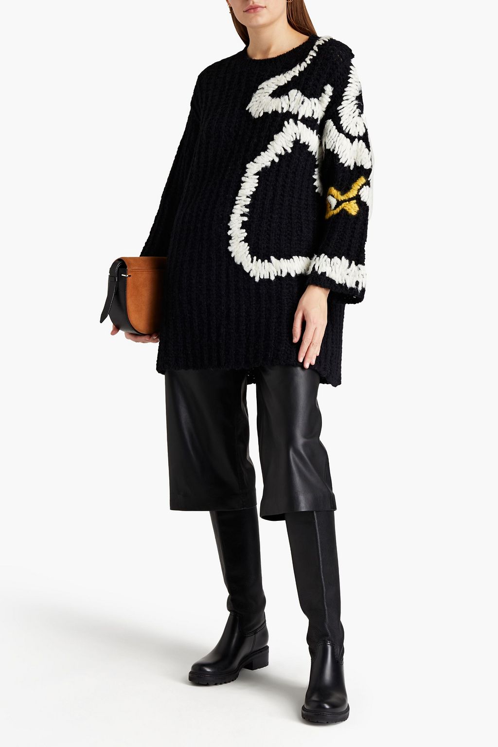 VALENTINO GARAVANI Embroidered ribbed alpaca-blend sweater