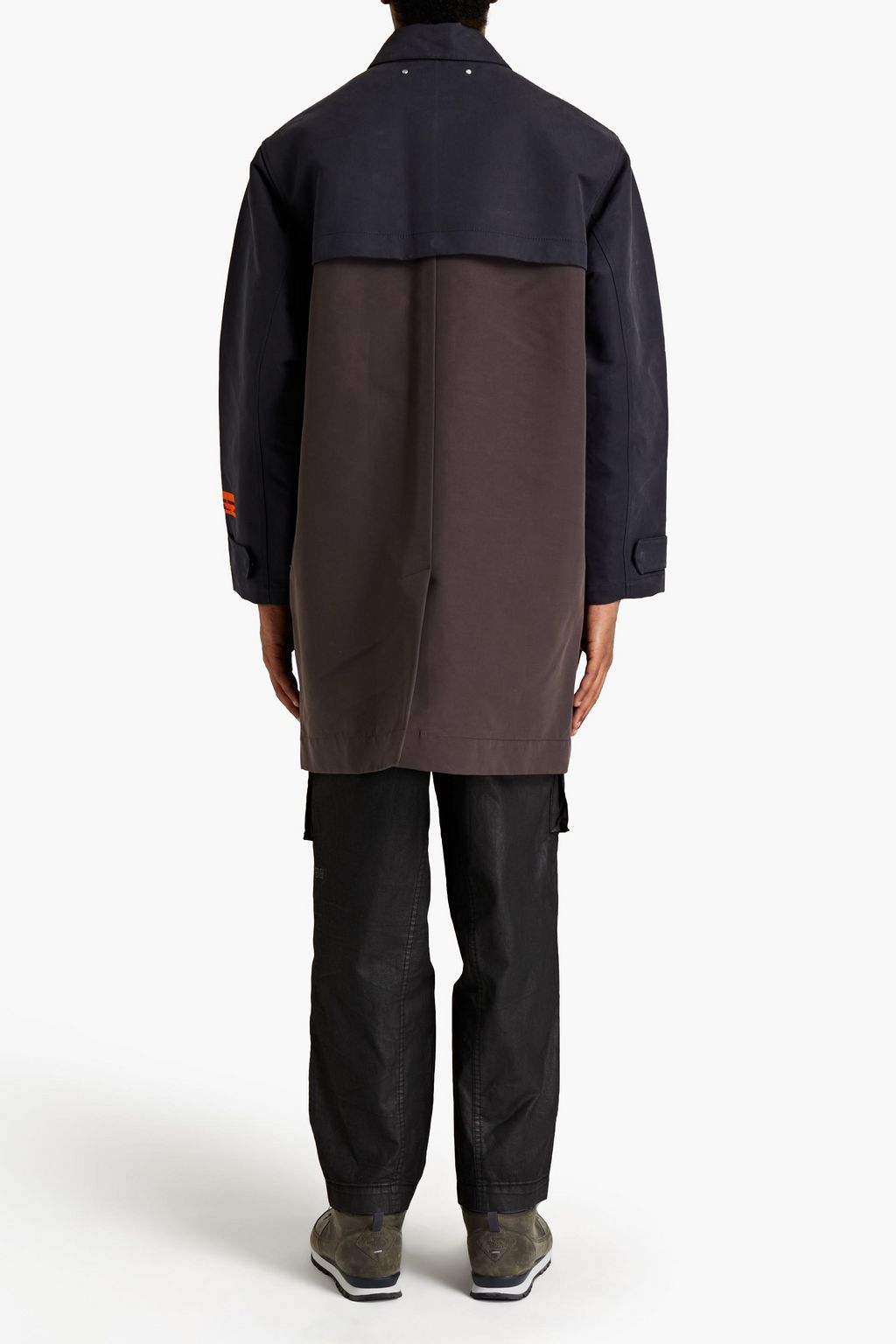 HERON PRESTON Appliquéd two-tone waxed cotton-blend canvas raincoat