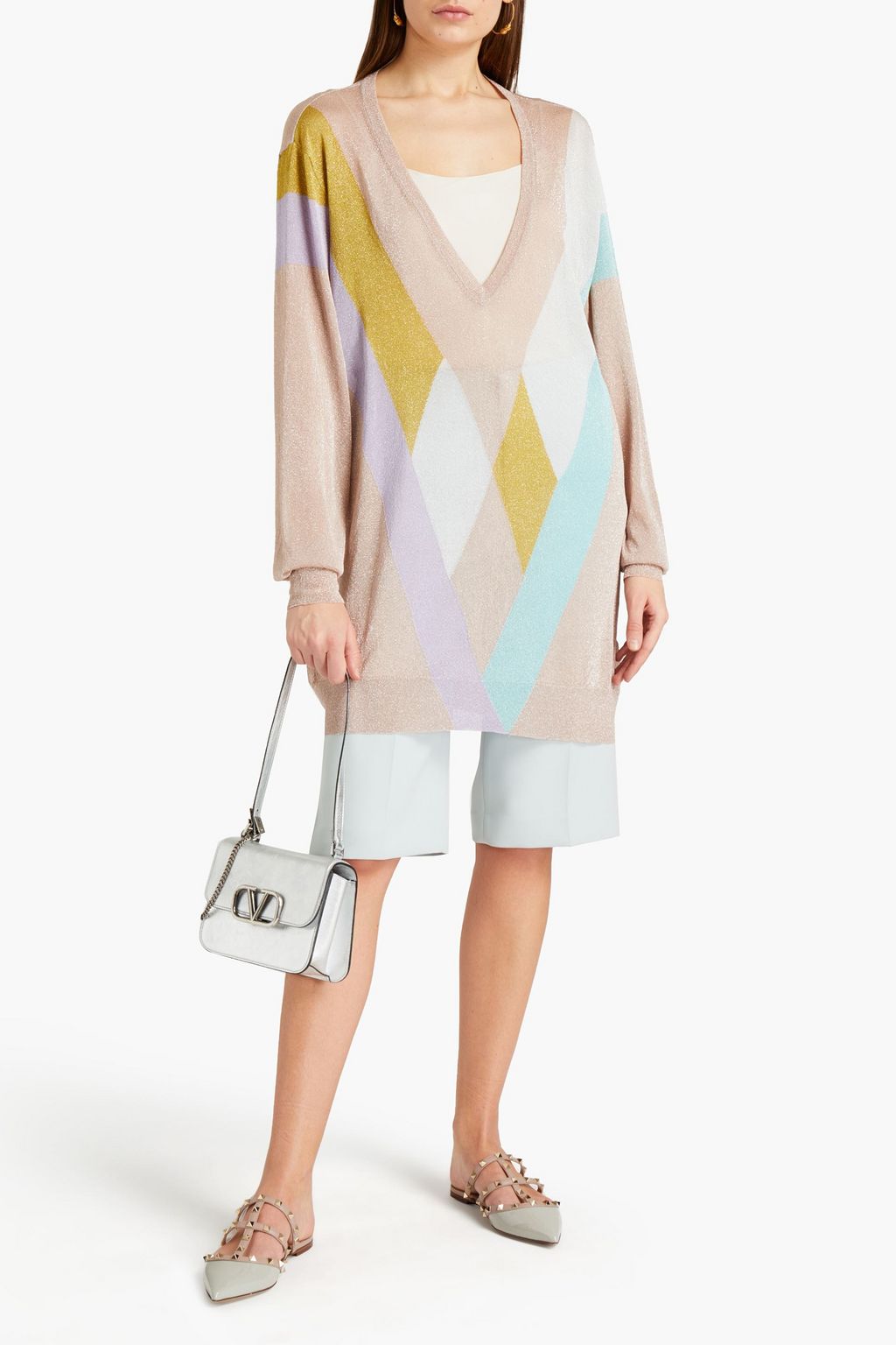VALENTINO GARAVANI Oversized metallic knitted sweater