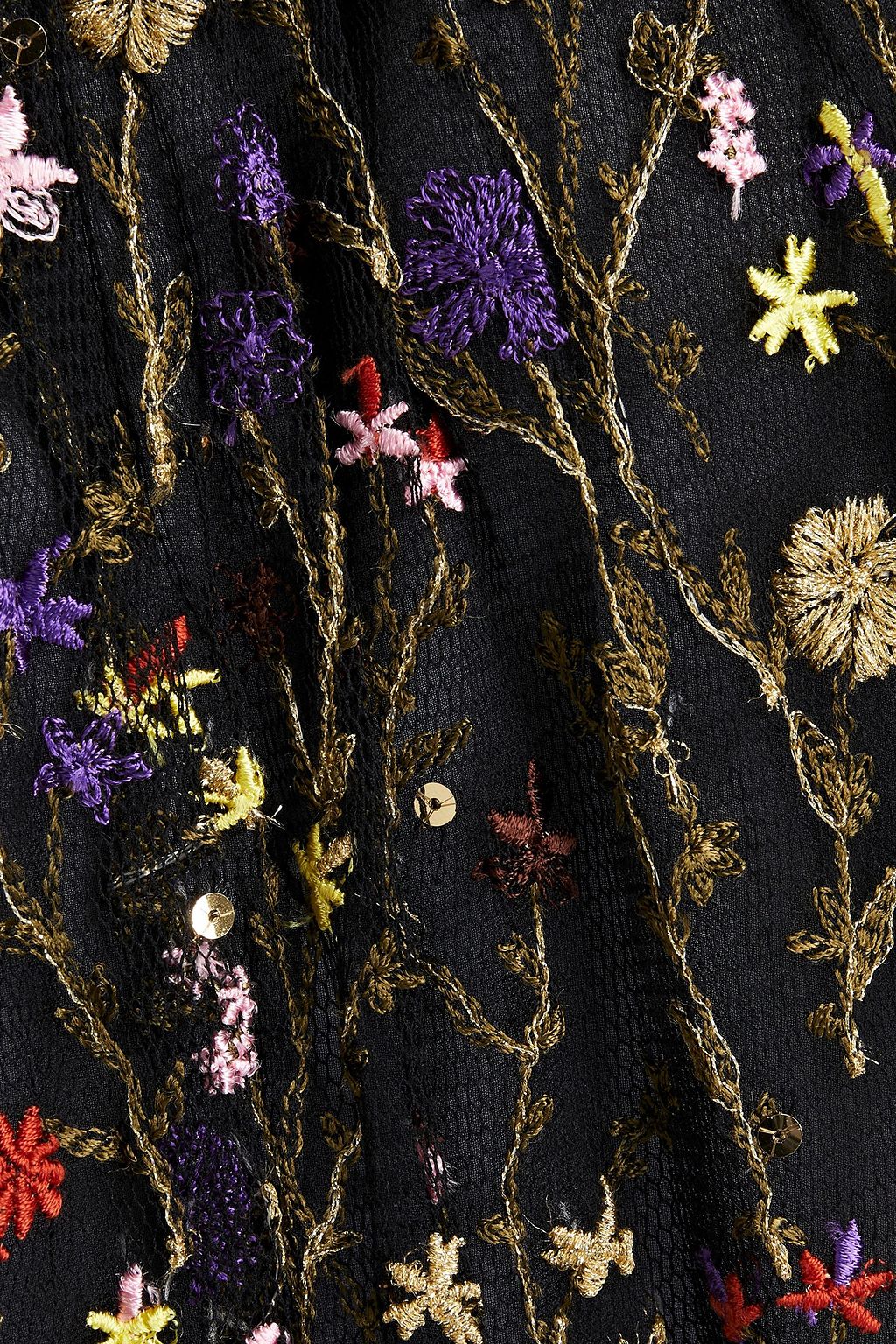 GIAMBATTISTA VALLI Gathered embroidered tulle blouse
