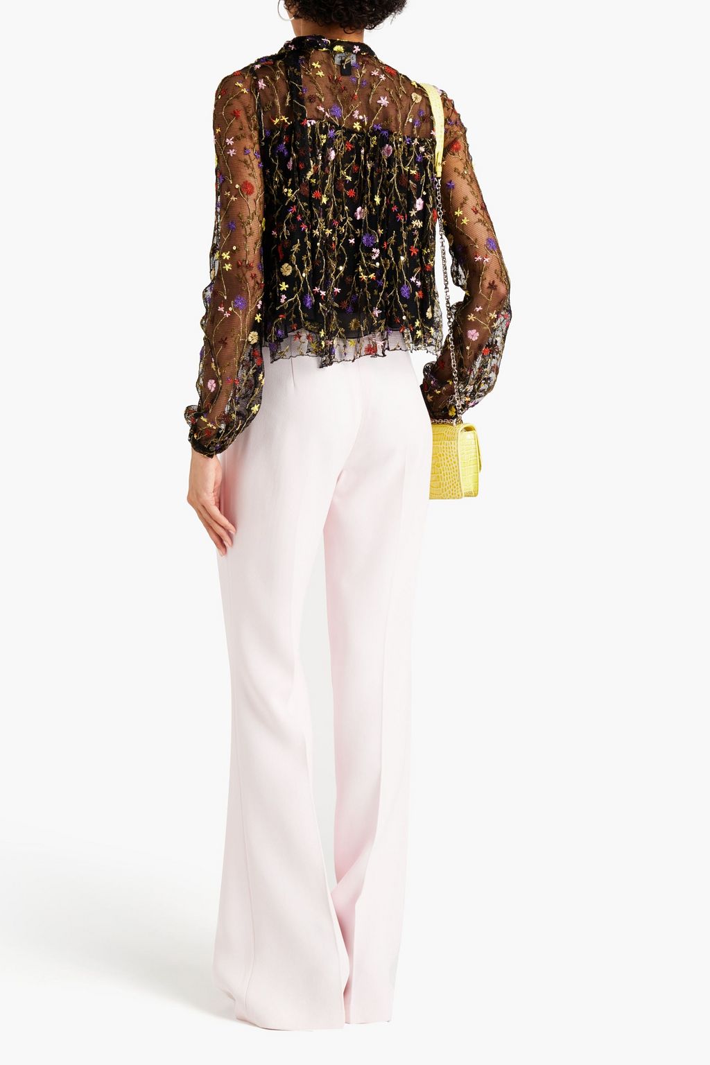 GIAMBATTISTA VALLI Gathered embroidered tulle blouse