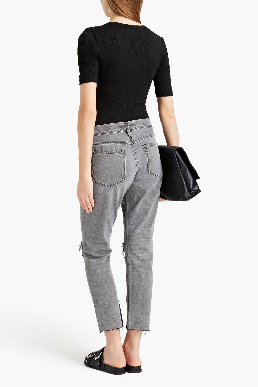 FRAME La Garcon halbhohe Boyfriend-Jeans in Distressed-Optik