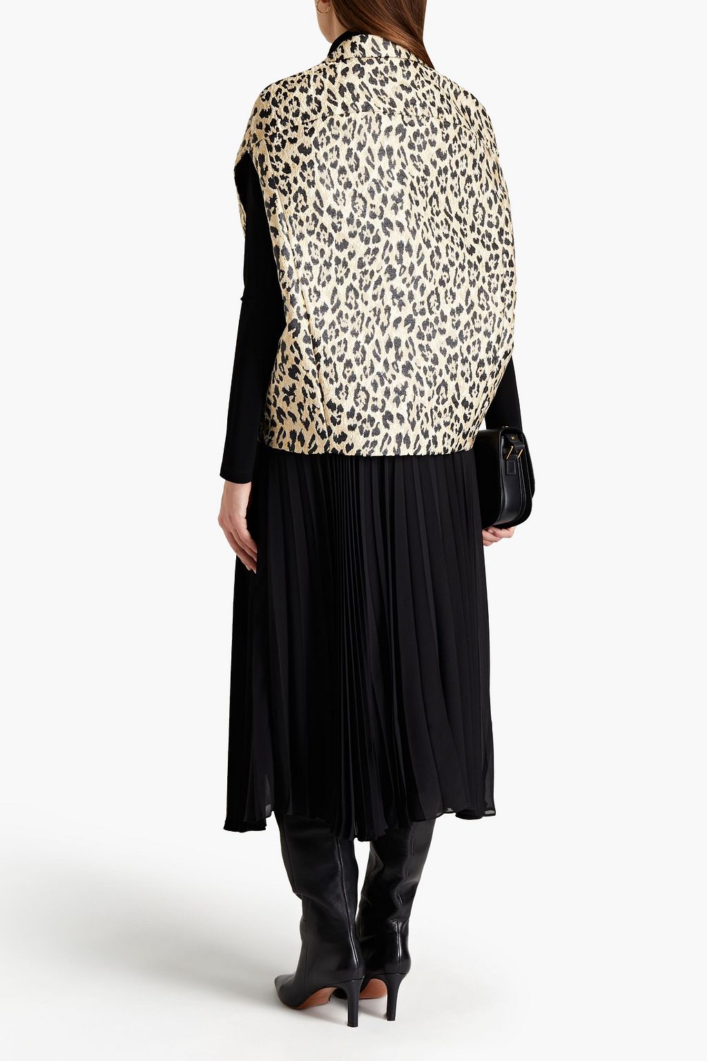 VALENTINO GARAVANI Weste aus Jacquard mit Metallic-Effekt und Leopardenprint