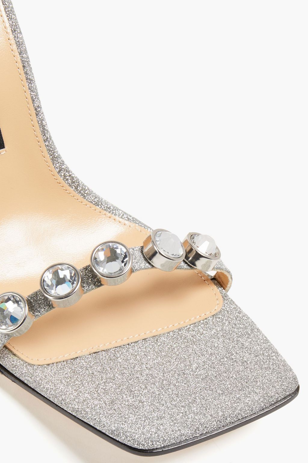 SERGIO ROSSI Embellished glittered leather sandals