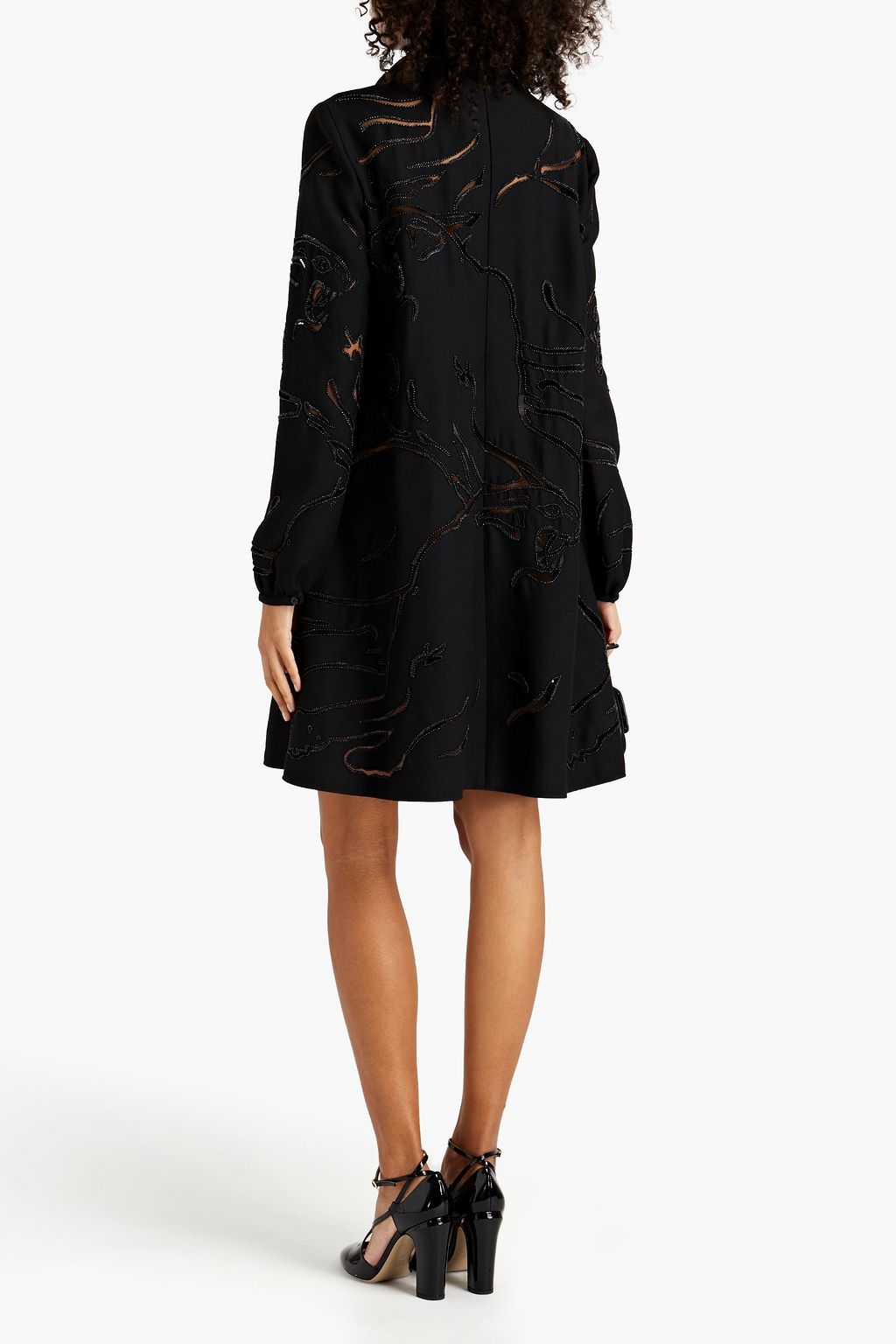 VALENTINO GARAVANI Embellished wool and silk-blend crepe dress