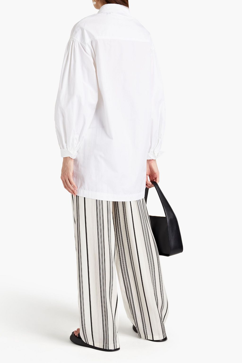 JIL SANDER Striped silk-jacquard wide-leg pants