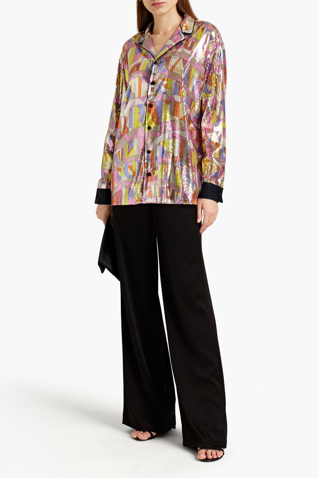 PUCCI Printed sequined tulle shirt
