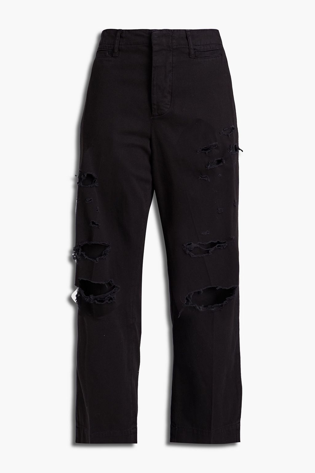 Le Tomboy cropped distressed cotton-twill straight-leg pants